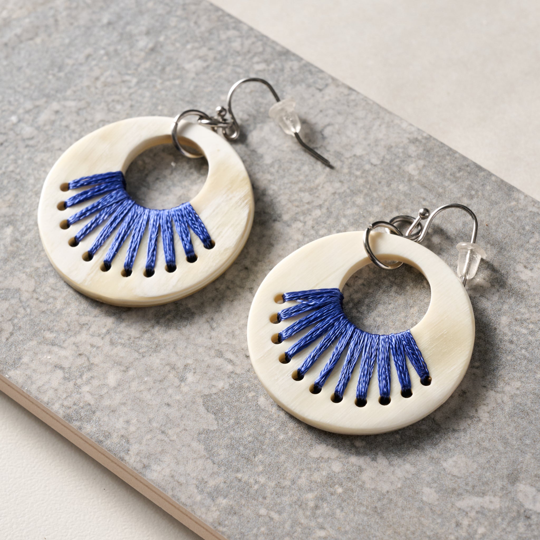 Taji Stitched Horn Earrings - Ten Thousand Villages