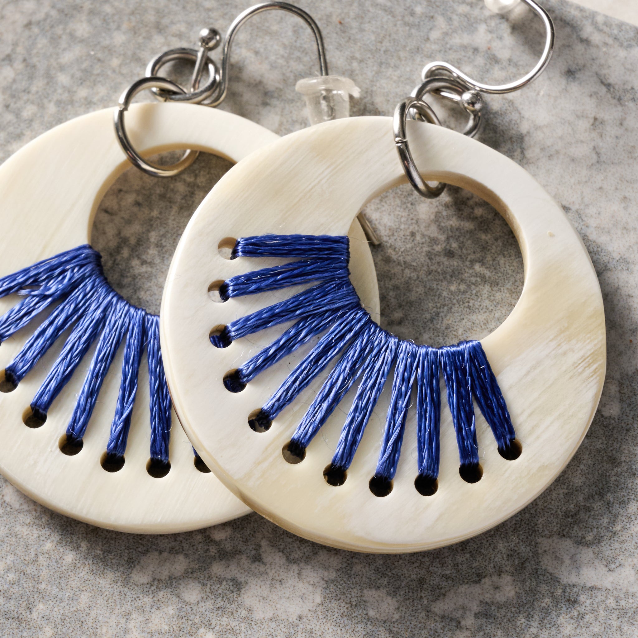 Taji Stitched Horn Earrings - Ten Thousand Villages