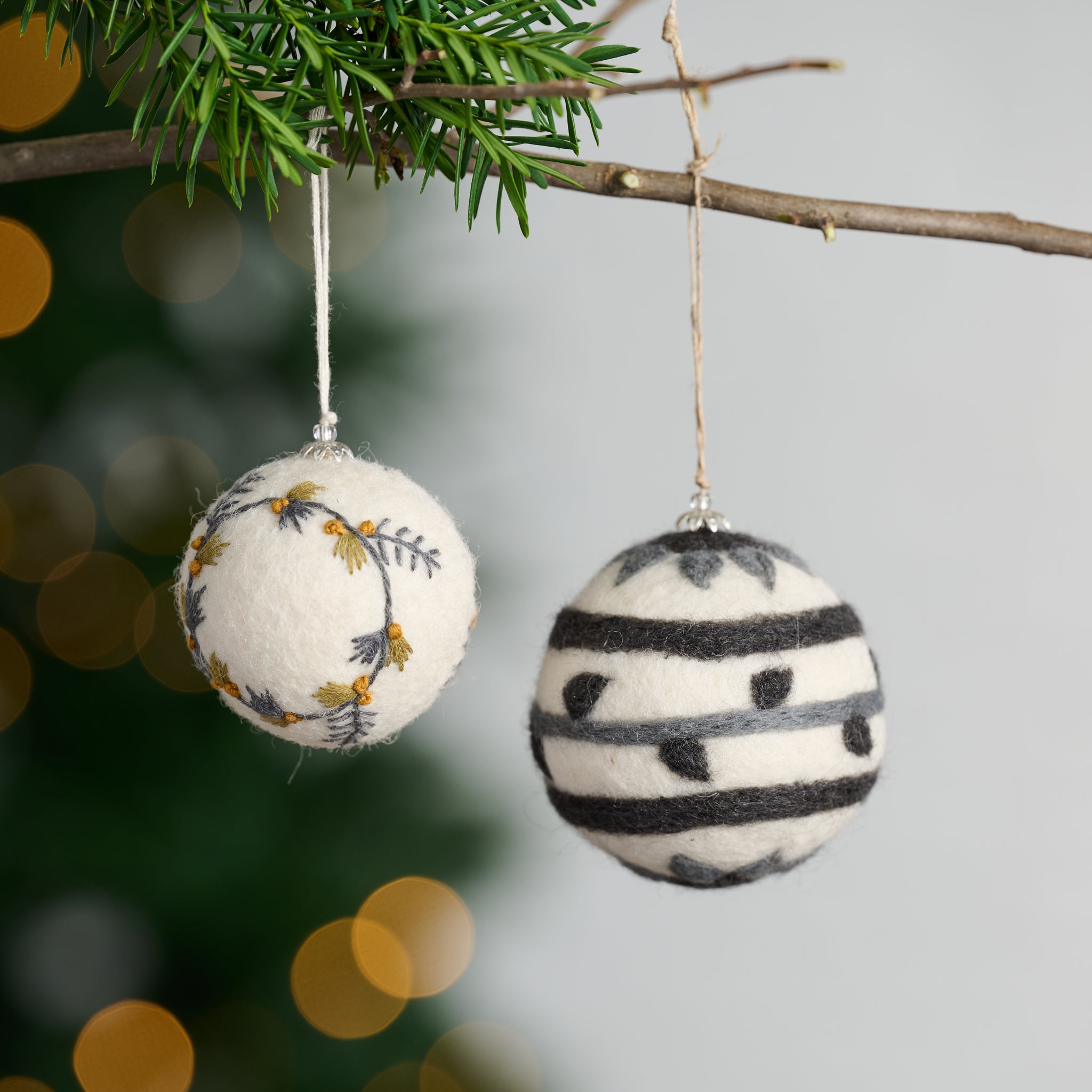 Lovely Wreath Embroidered Felt Ball Ornament - Ten Thousand Villages