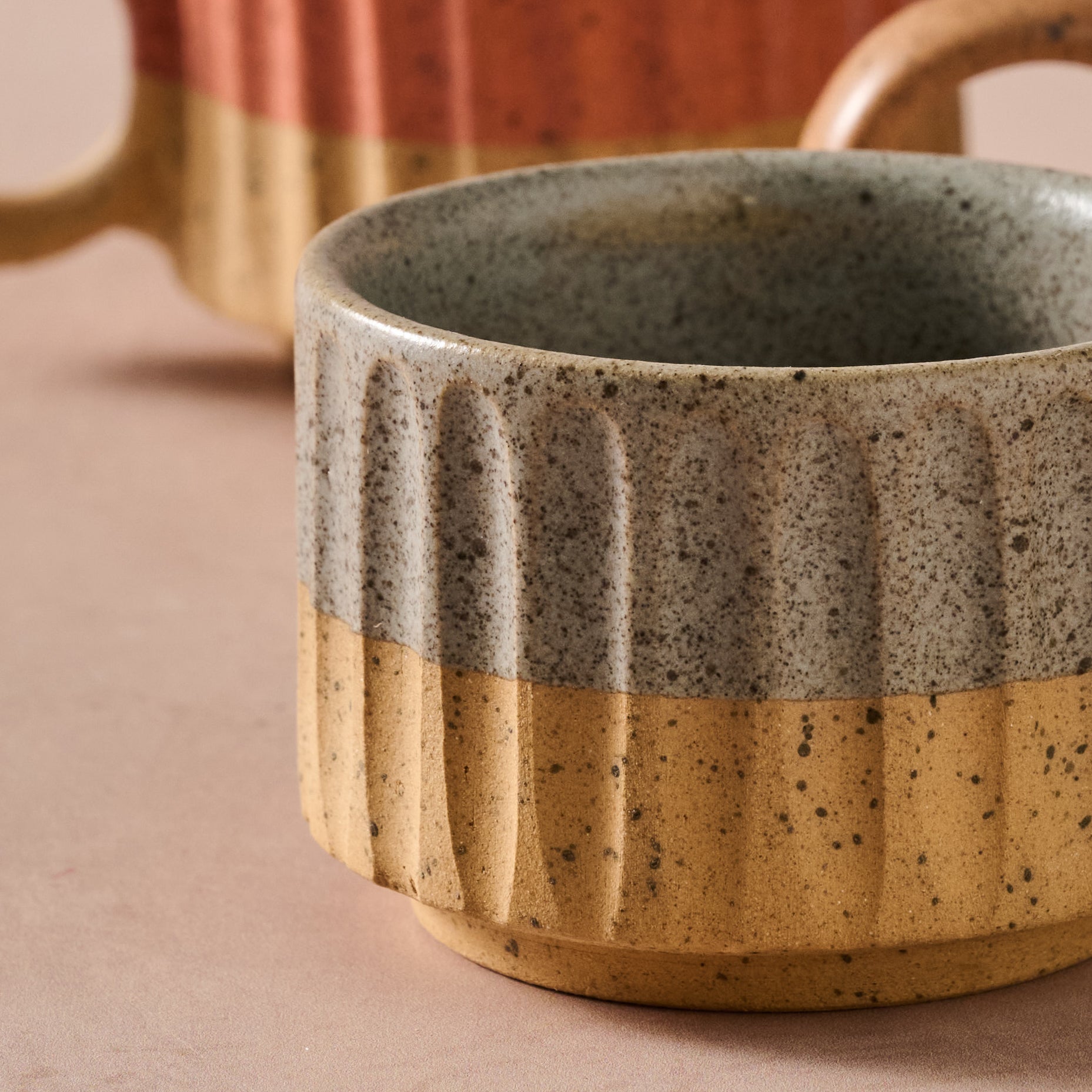 Sundara Fluted Ceramic Espresso Mugs - Set of 4