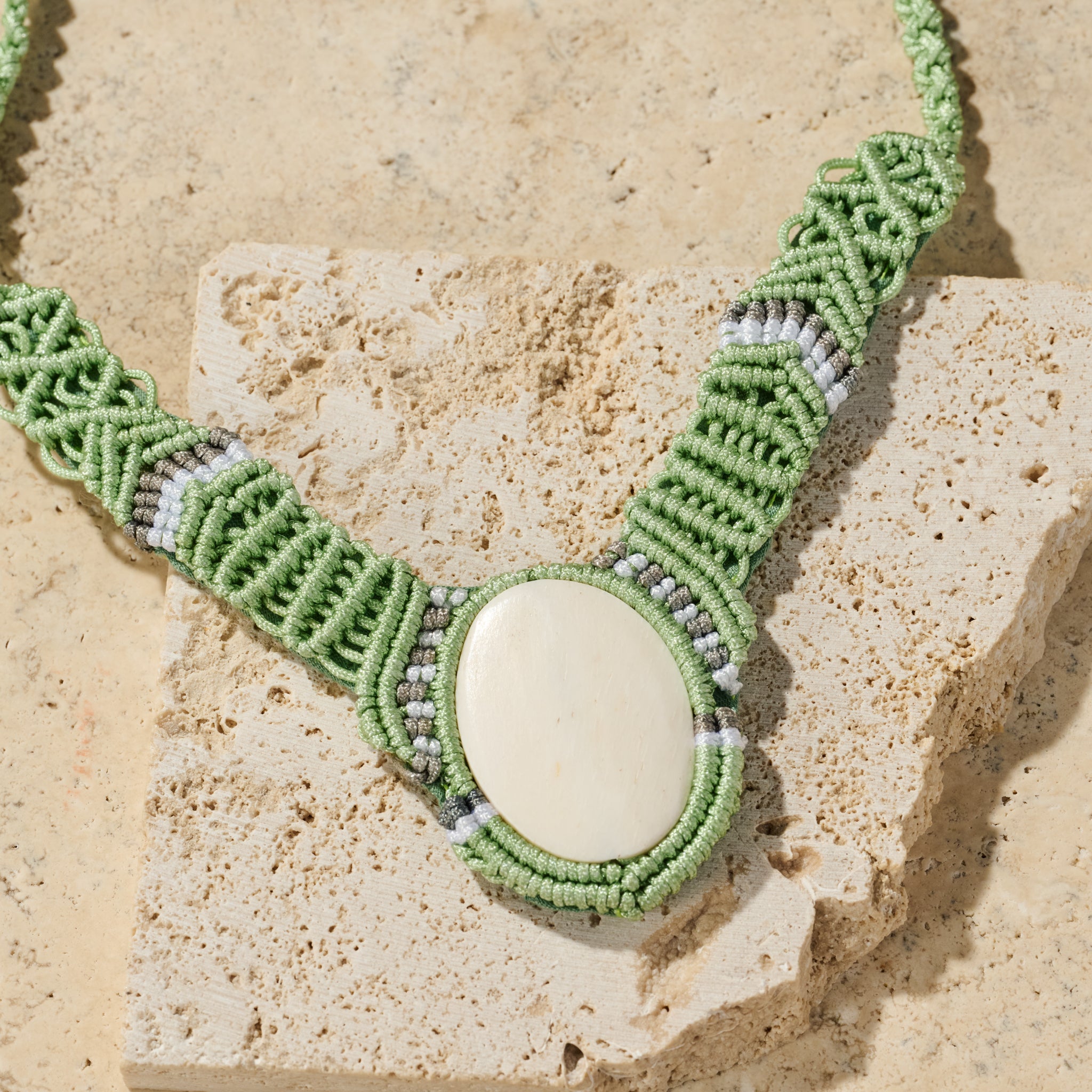 Chhaya Macrame and Bone Necklace - Ten Thousand Villages