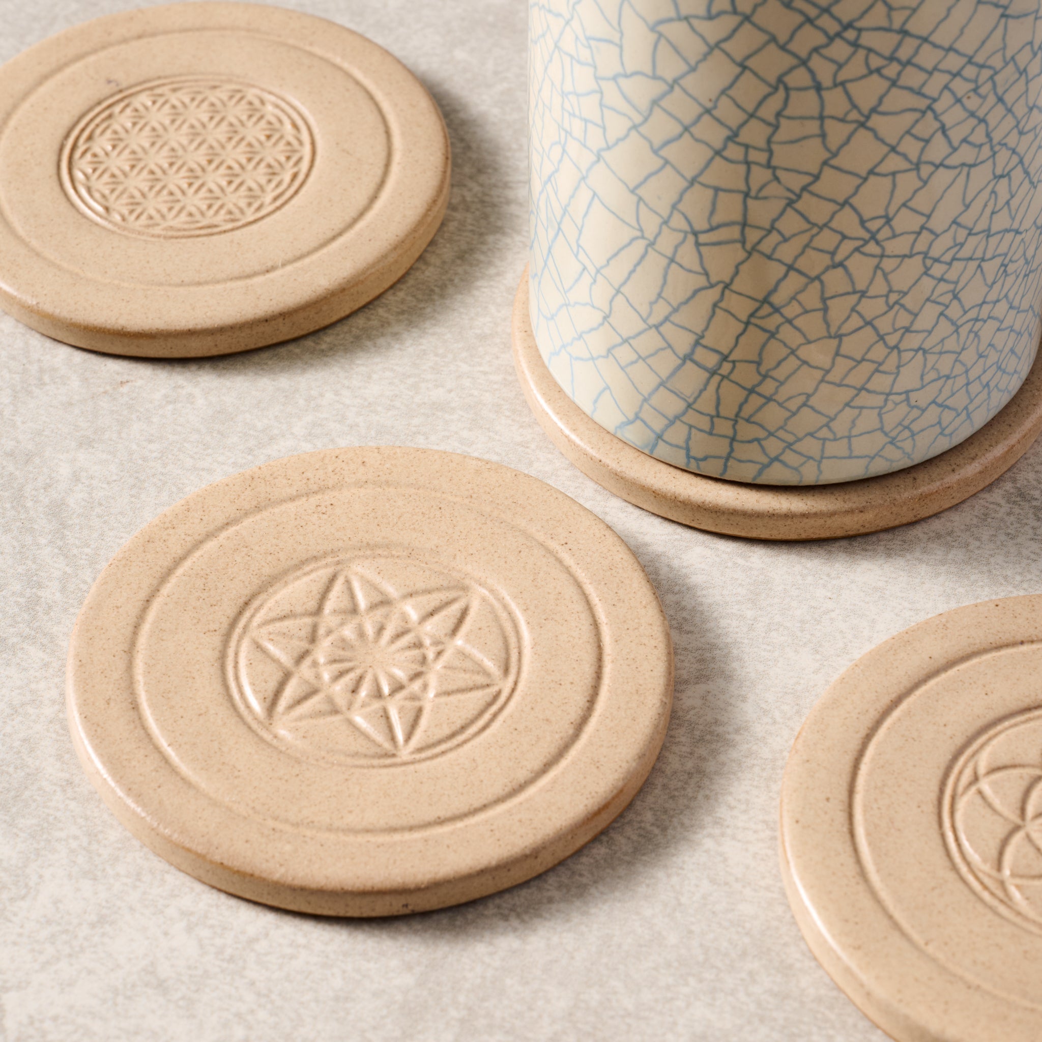 Sacred Geometry Ceramic Coasters - Ten Thousand Villages