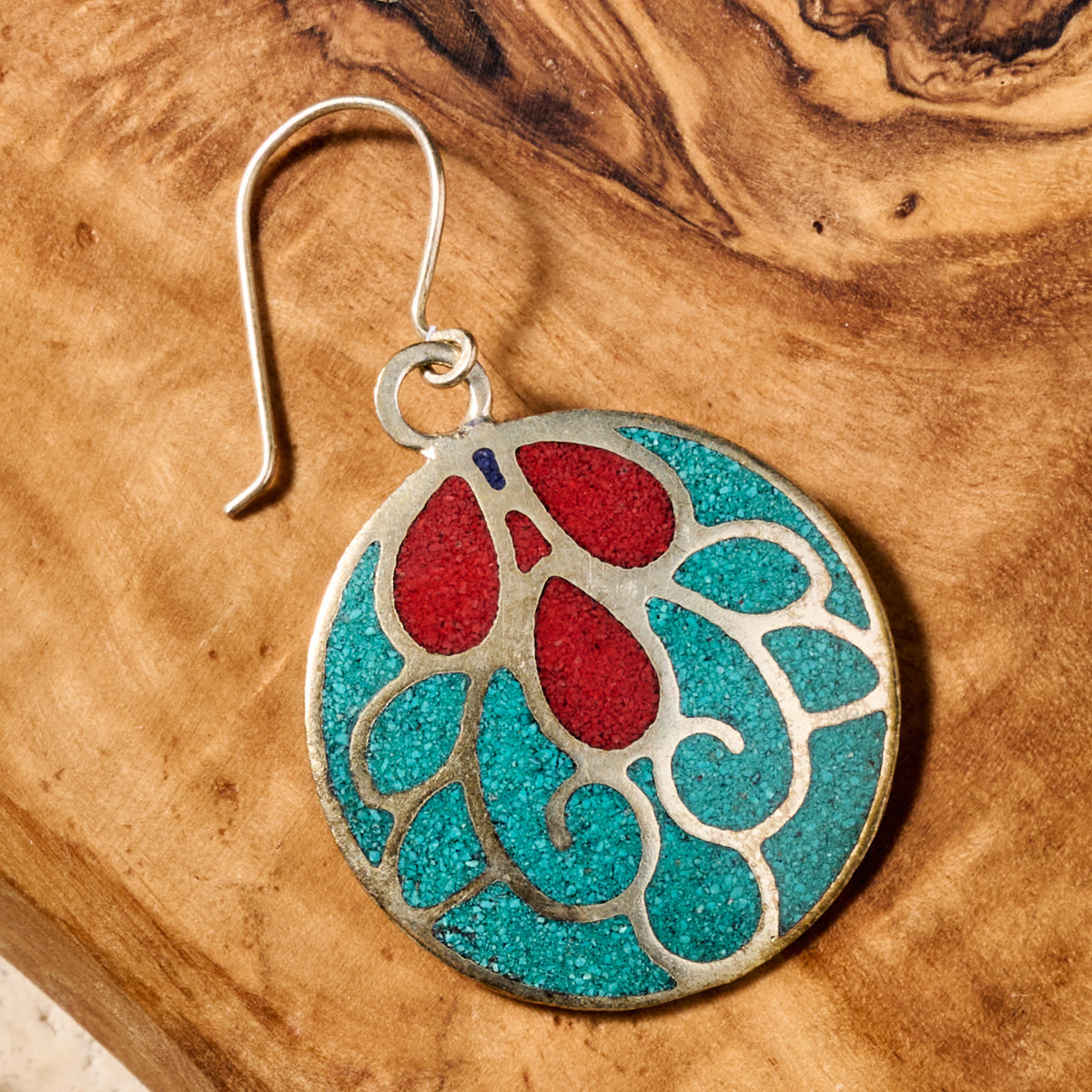 Mayura Teal & Red Dangle Earrings - Ten Thousand Villages