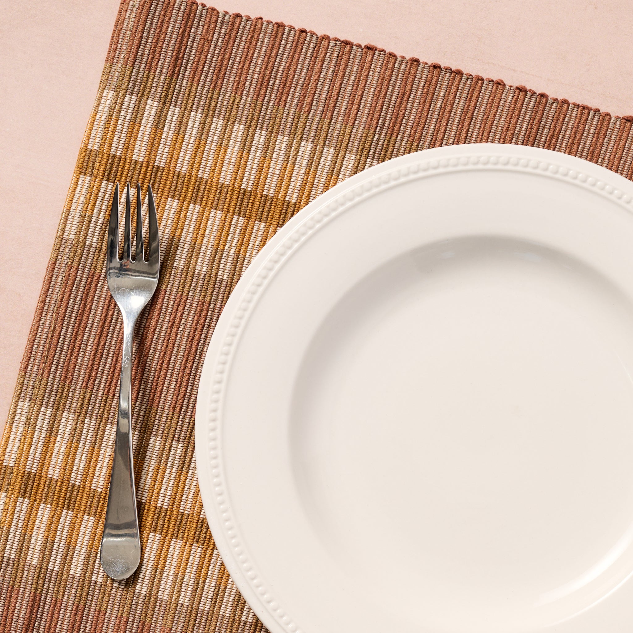 Khana Handloomed Cotton Placemat Set of 2 - Brown - Ten Thousand Villages