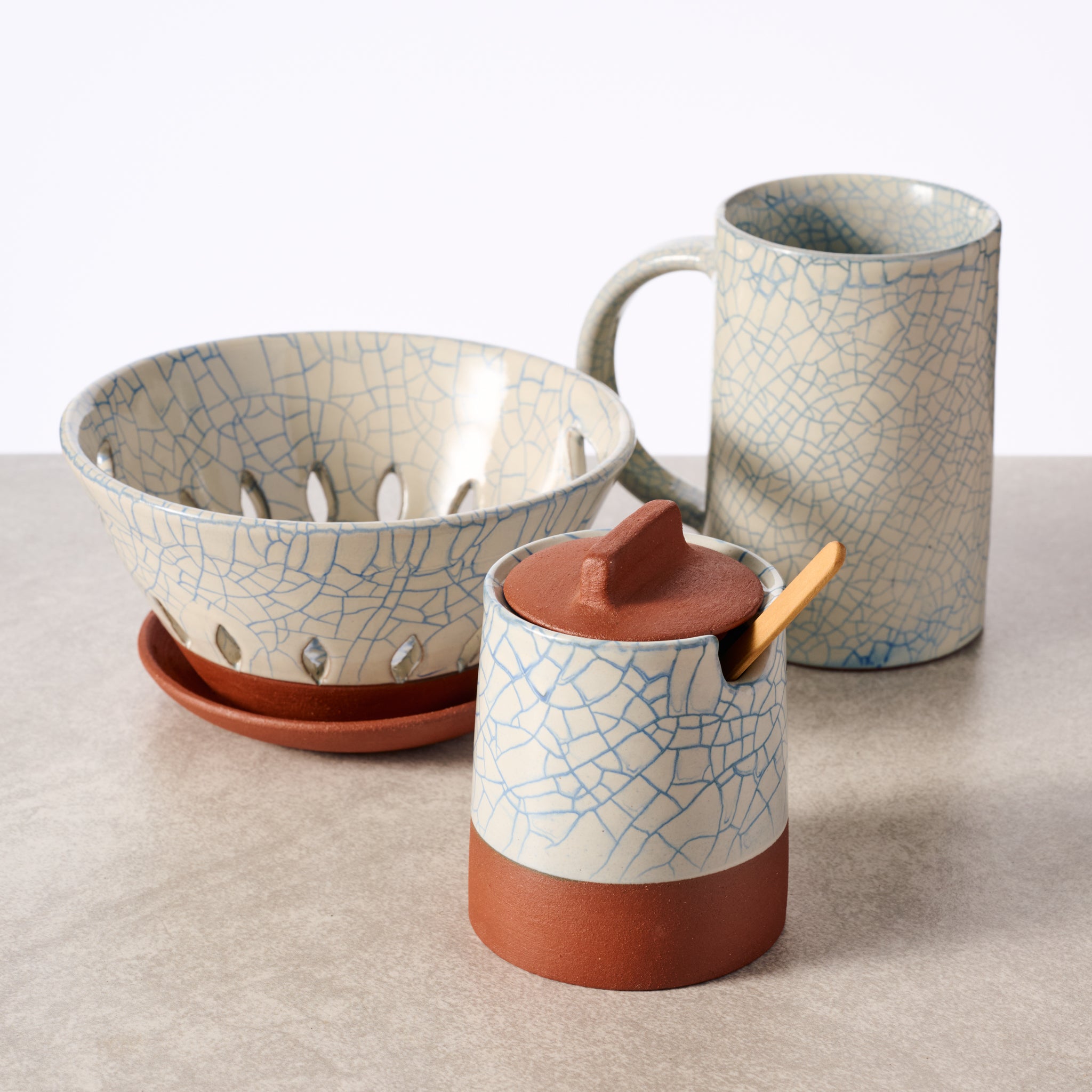 Ciya Blue Crackle Honey Pot - Ten Thousand Villages