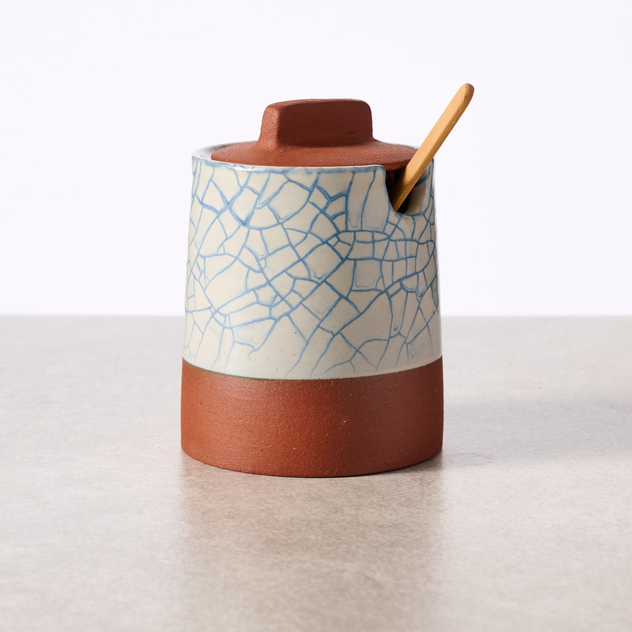 Ciya Blue Crackle Honey Pot - Ten Thousand Villages