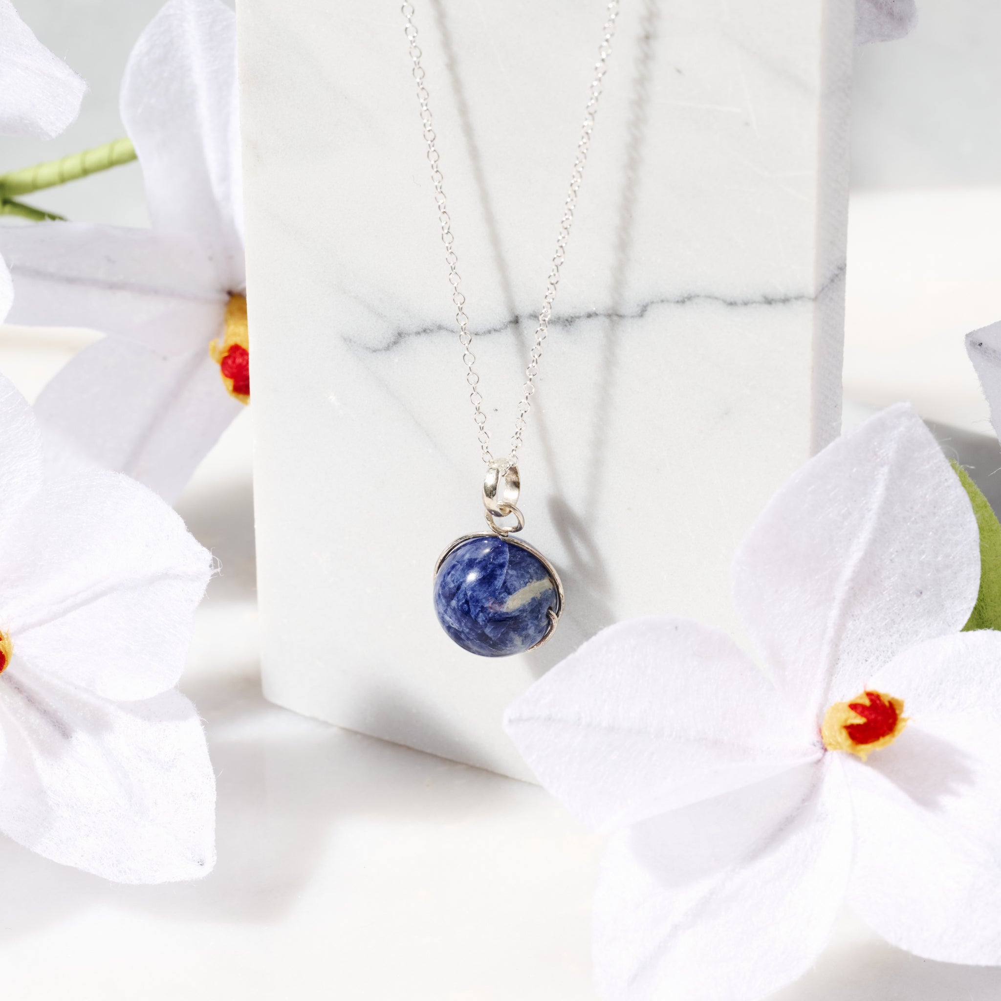 Khasi Kay Sterling Silver Sodalite Necklace - Ten Thousand Villages
