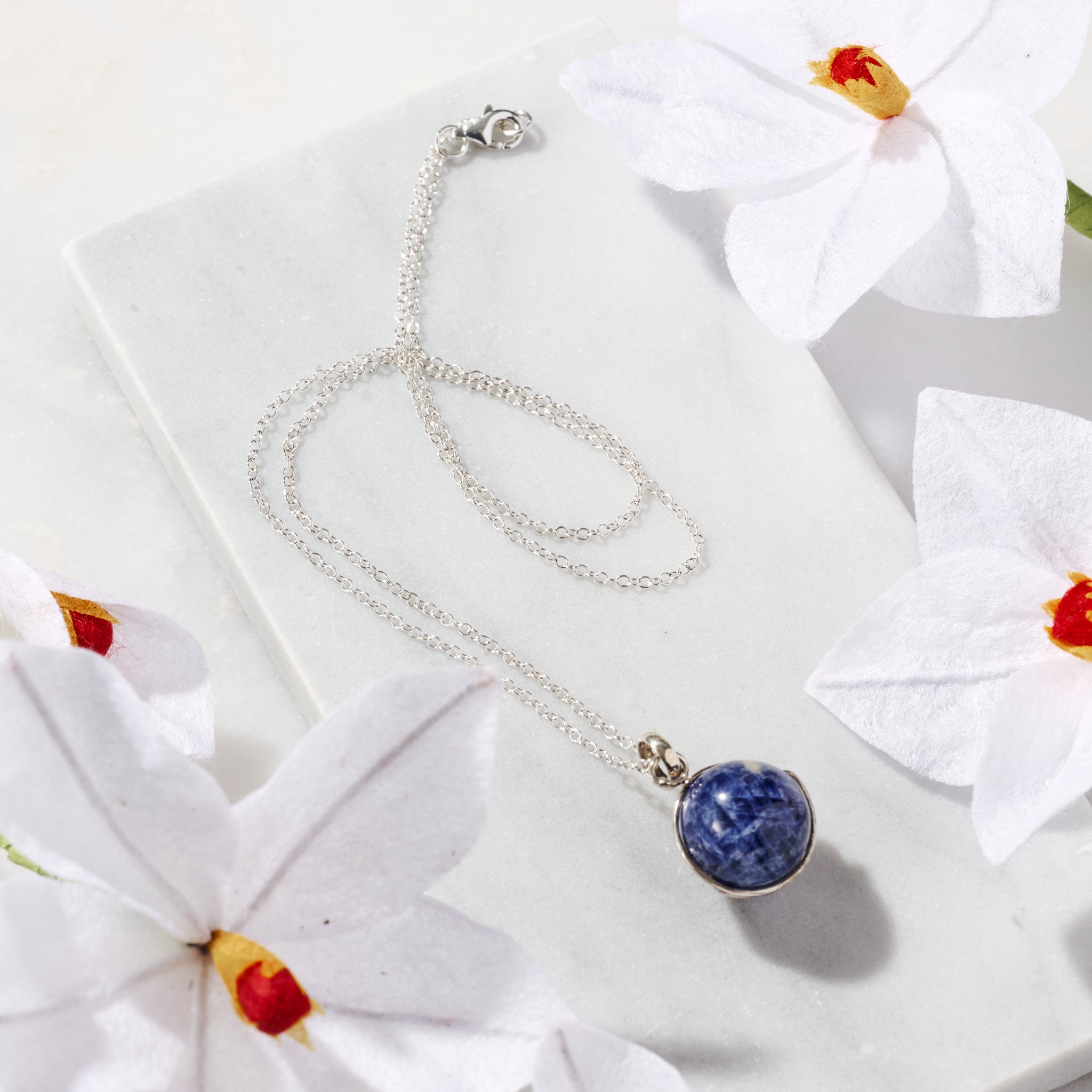 Khasi Kay Sterling Silver Sodalite Necklace - Ten Thousand Villages