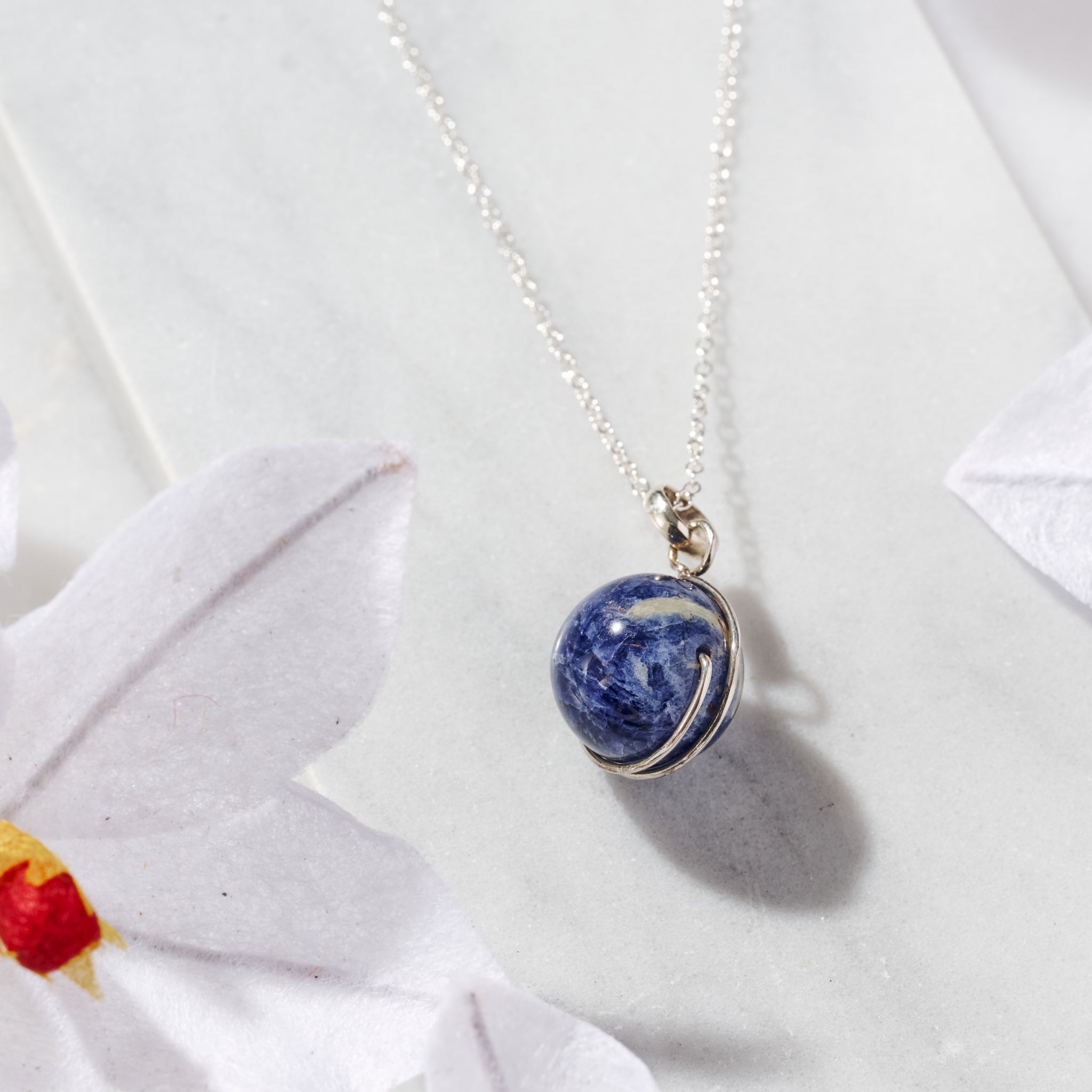 Khasi Kay Sterling Silver Sodalite Necklace - Ten Thousand Villages
