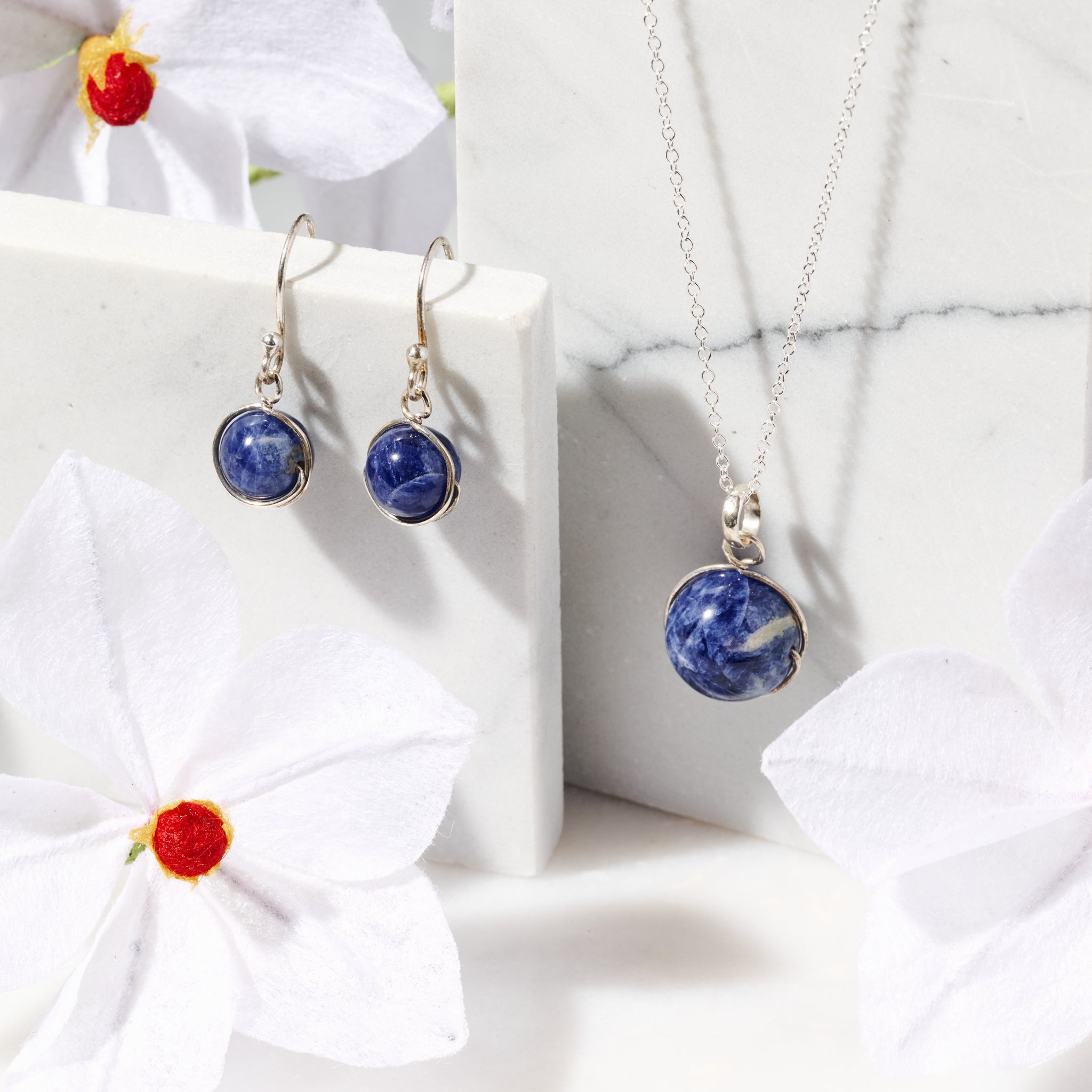 Khasi Kay Sterling Silver Sodalite Necklace - Ten Thousand Villages
