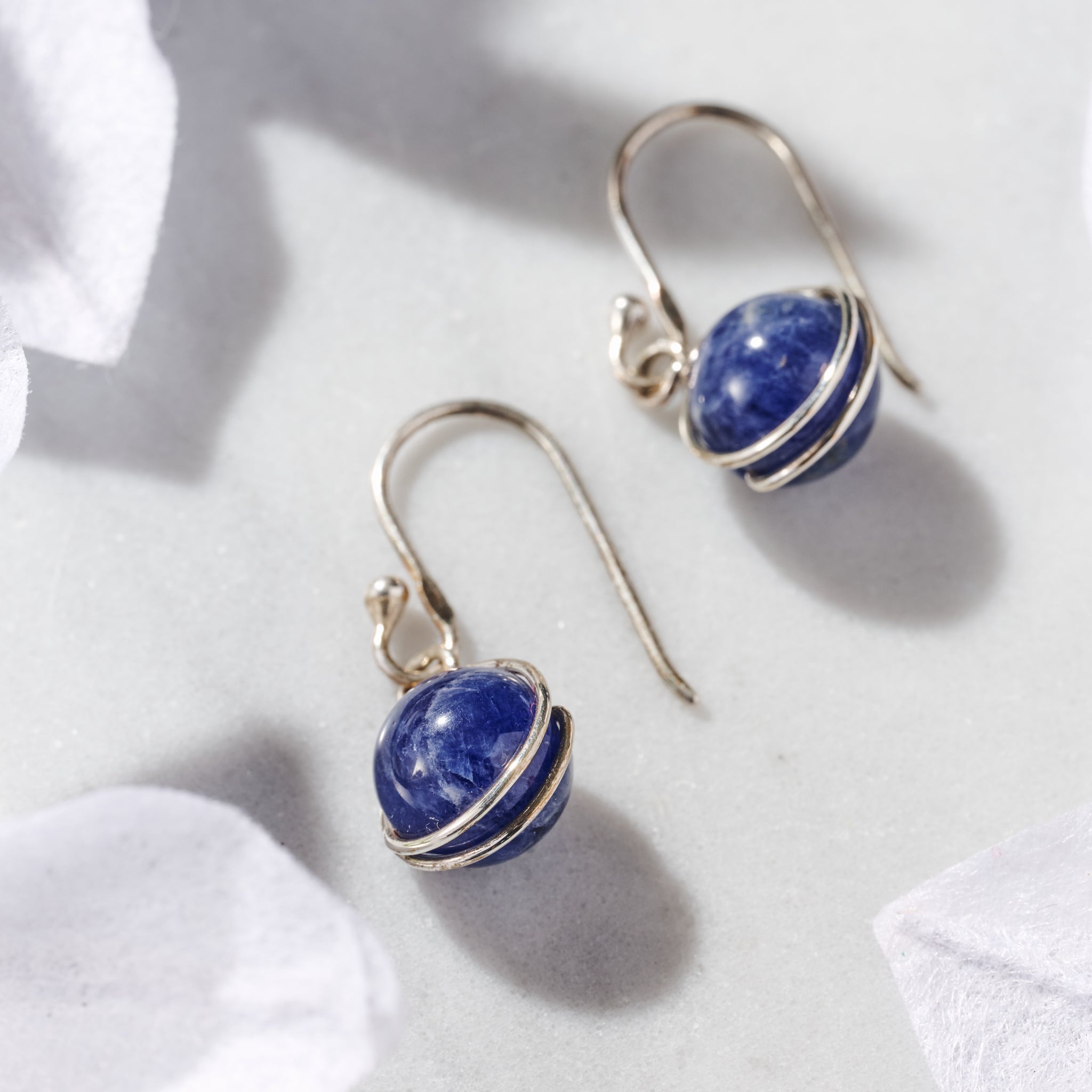 Khasi Kay Sterling Silver Sodalite Earrings - Ten Thousand Villages