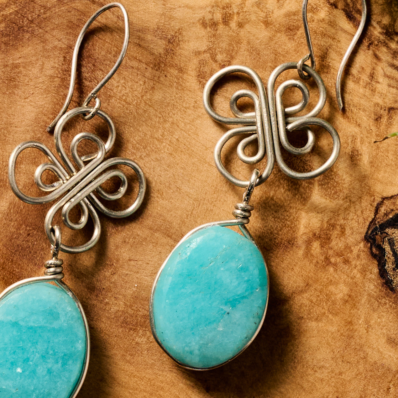 Trebol Amazonite Dangle Earrings - Ten Thousand Villages