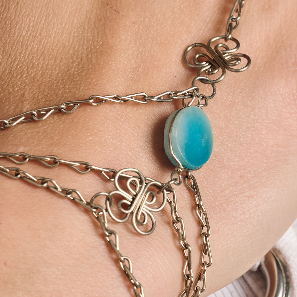 Trebol Amazonite Ring & Hand Chain Bracelet - Ten Thousand Villages
