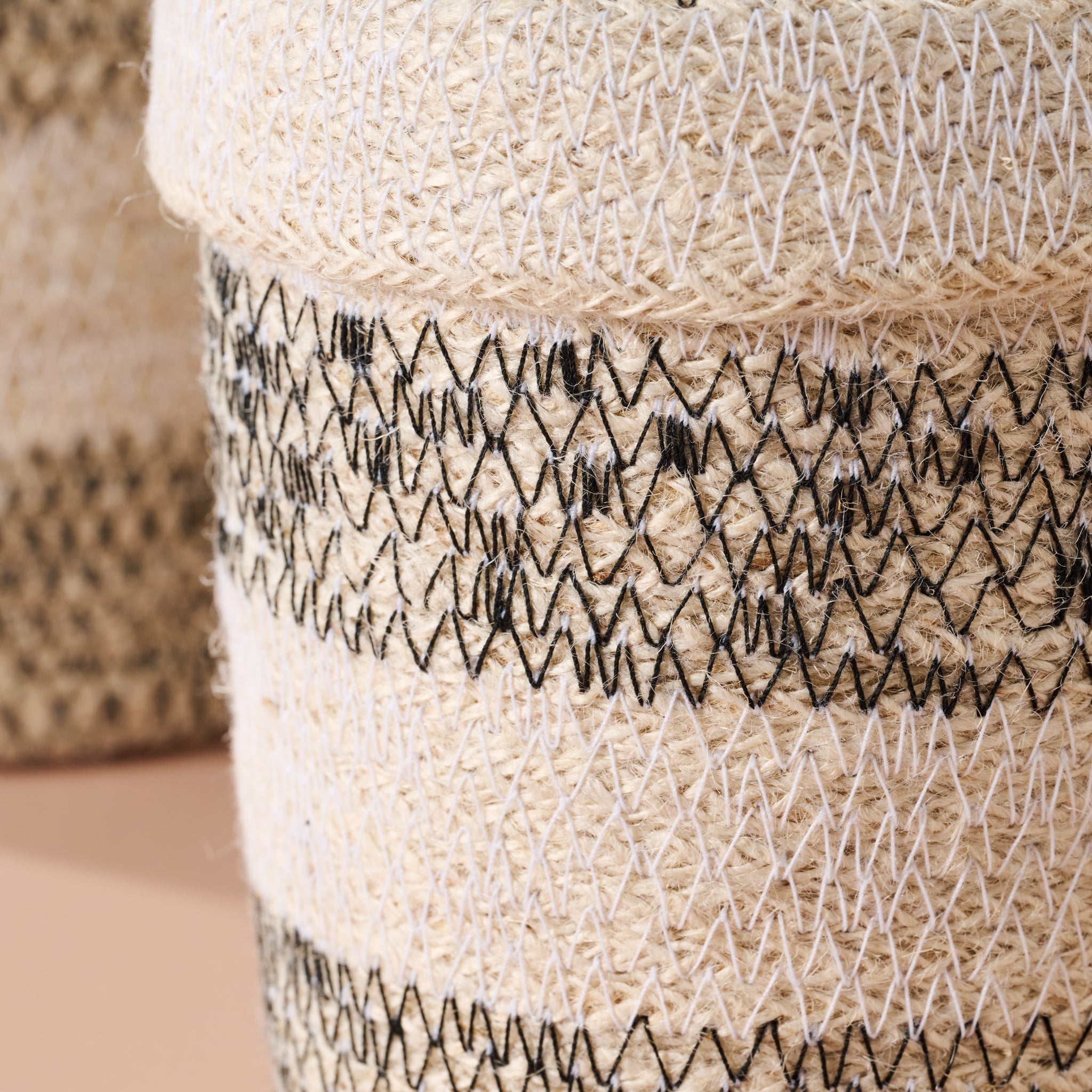 Dorakata Stitched Jute Basket with Lid - Ten Thousand Villages