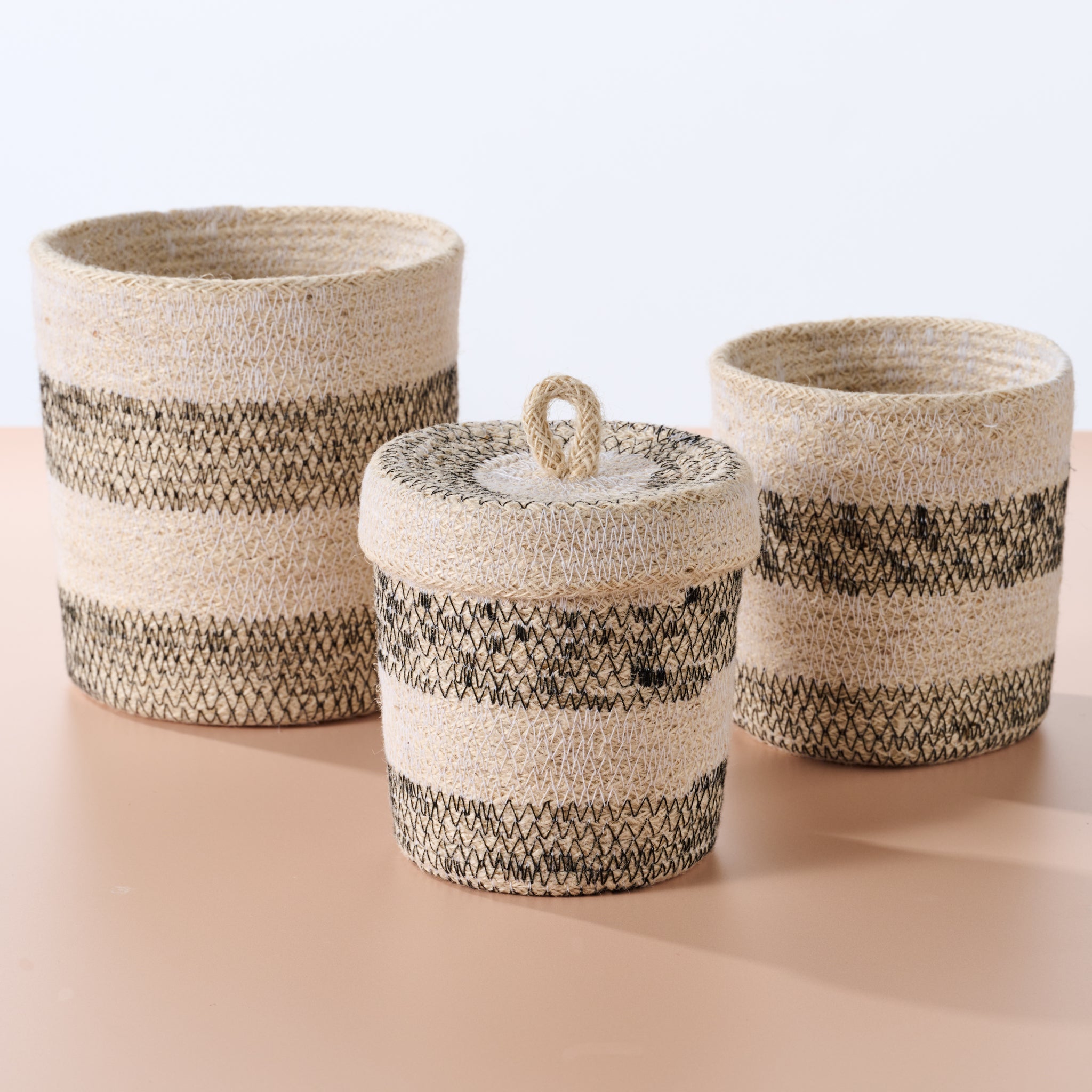 Dorakata Stitched Jute Basket - 6.5"H - Ten Thousand Villages