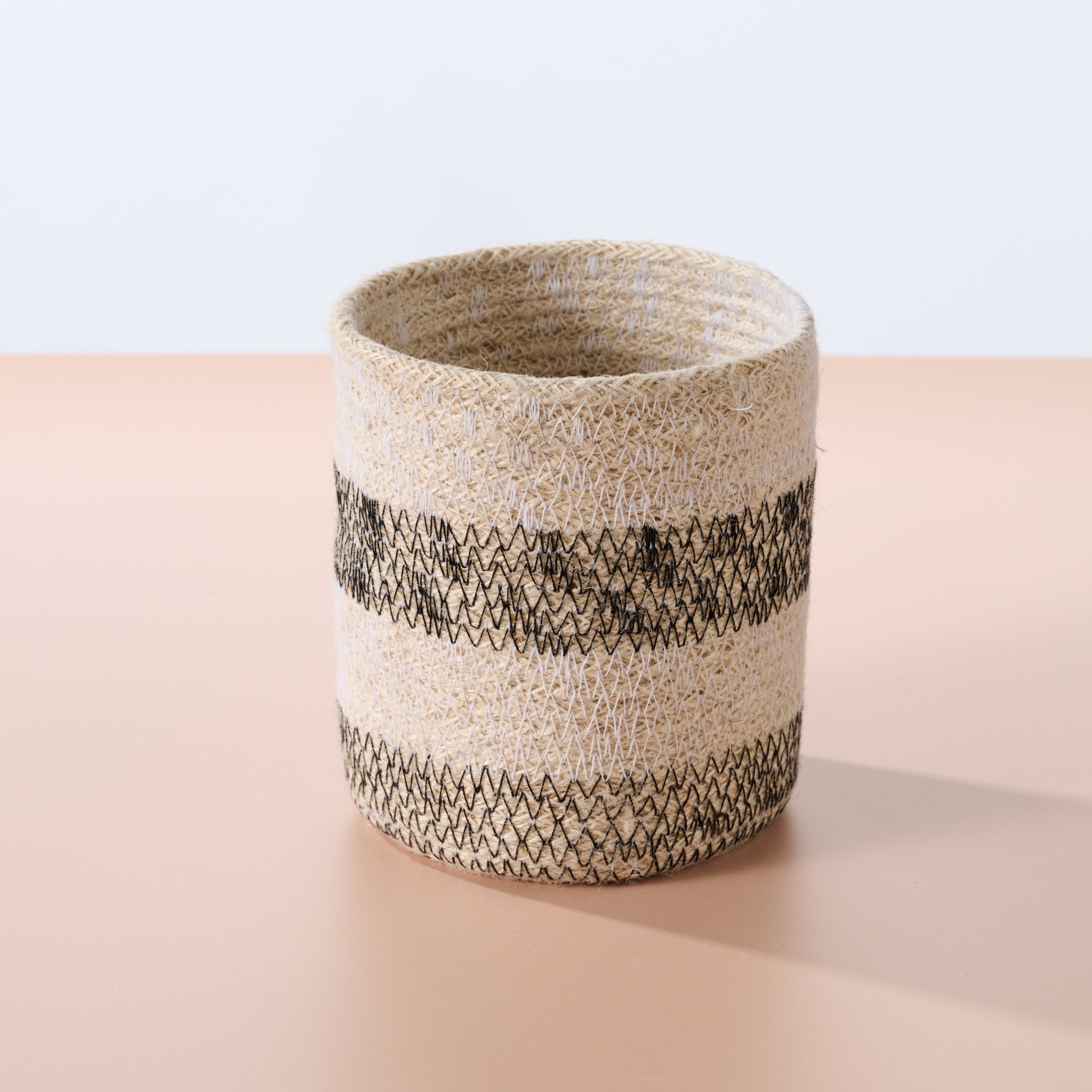 Dorakata Stitched Jute Basket - 5.5"H - Ten Thousand Villages