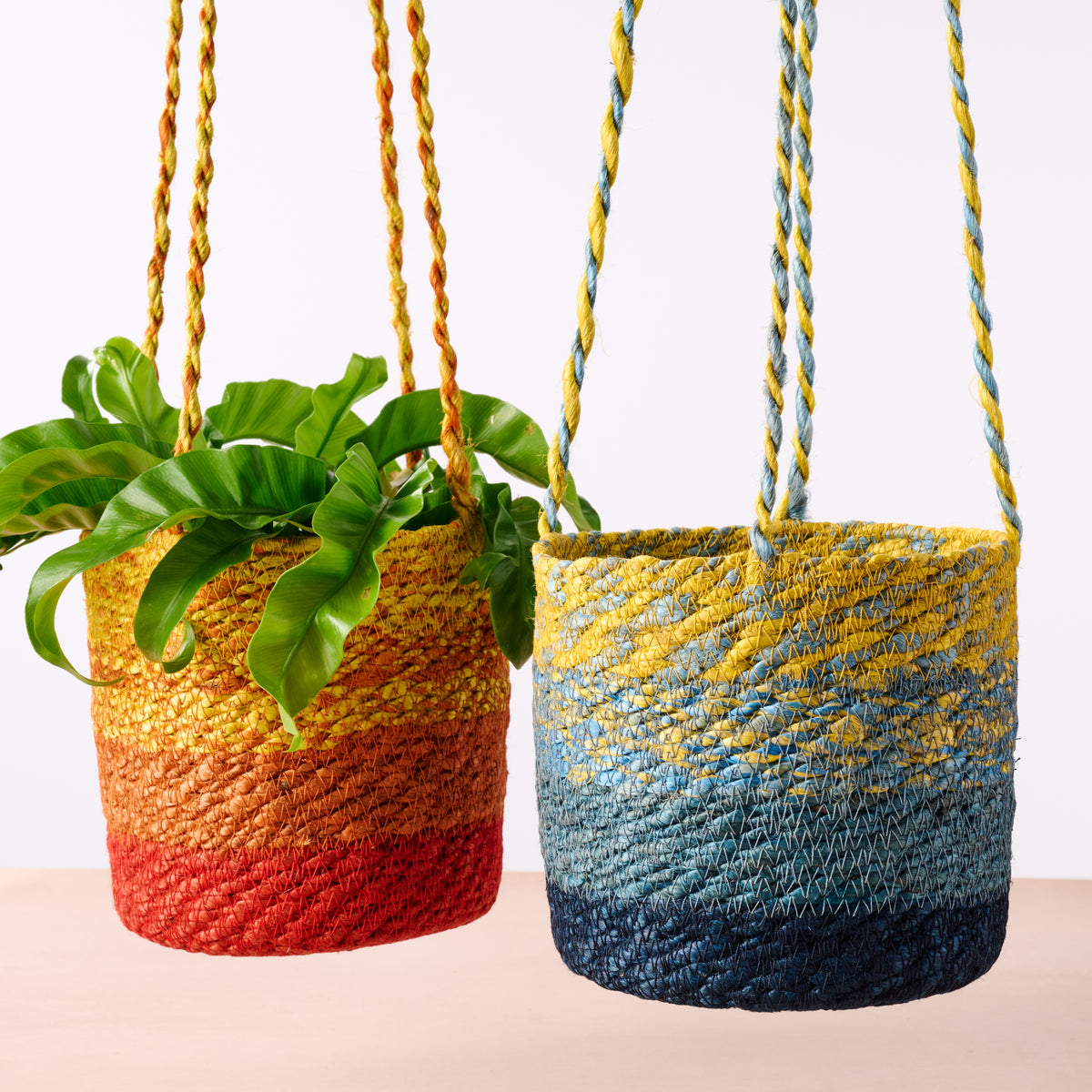 Buna Jute Plant Hanger - Blue - Ten Thousand Villages
