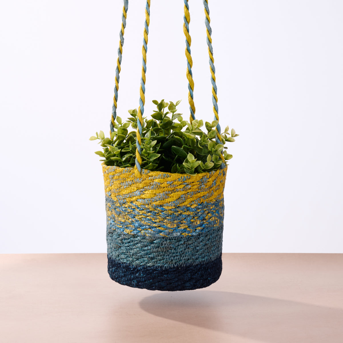 Buna Jute Plant Hanger - Blue - Ten Thousand Villages