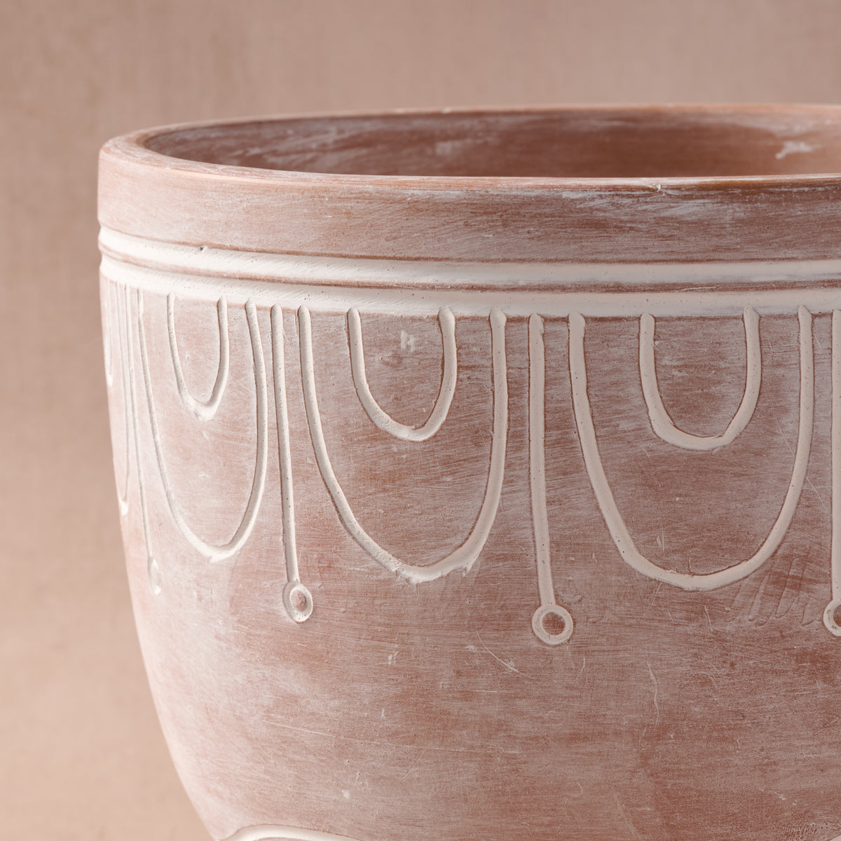 Jibana Etched Terracotta Planter - 8.5"D