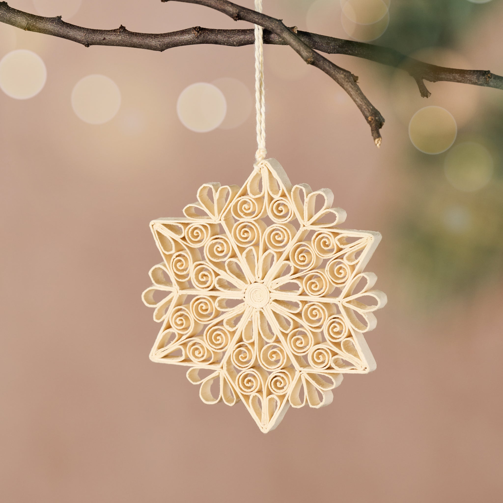 Quilled Cream Snowflake Ornament - Ten Thousand Villages