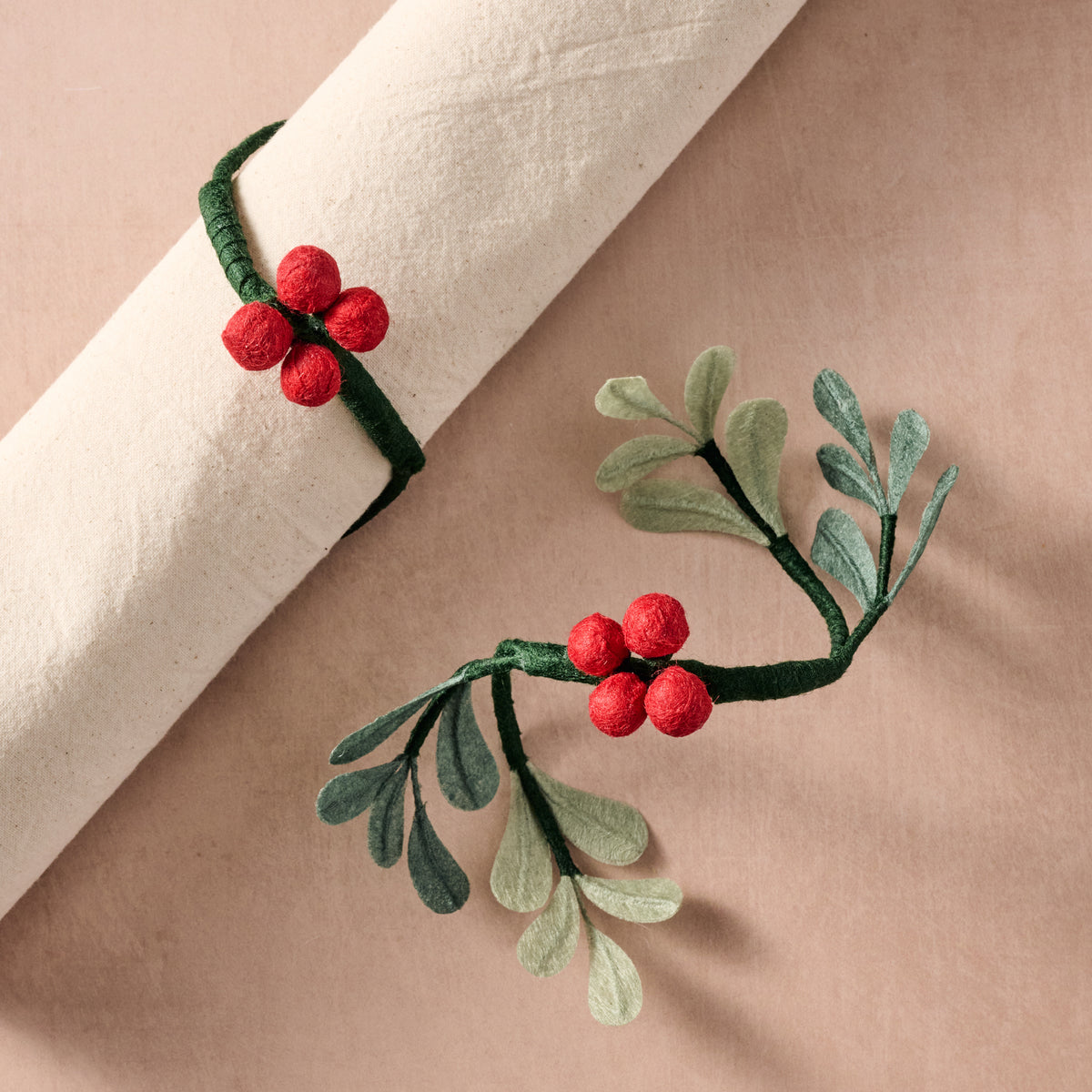 Ullasa Holly SIlk Paper Napkin Rings - Set of 2 - Ten Thousand Villages