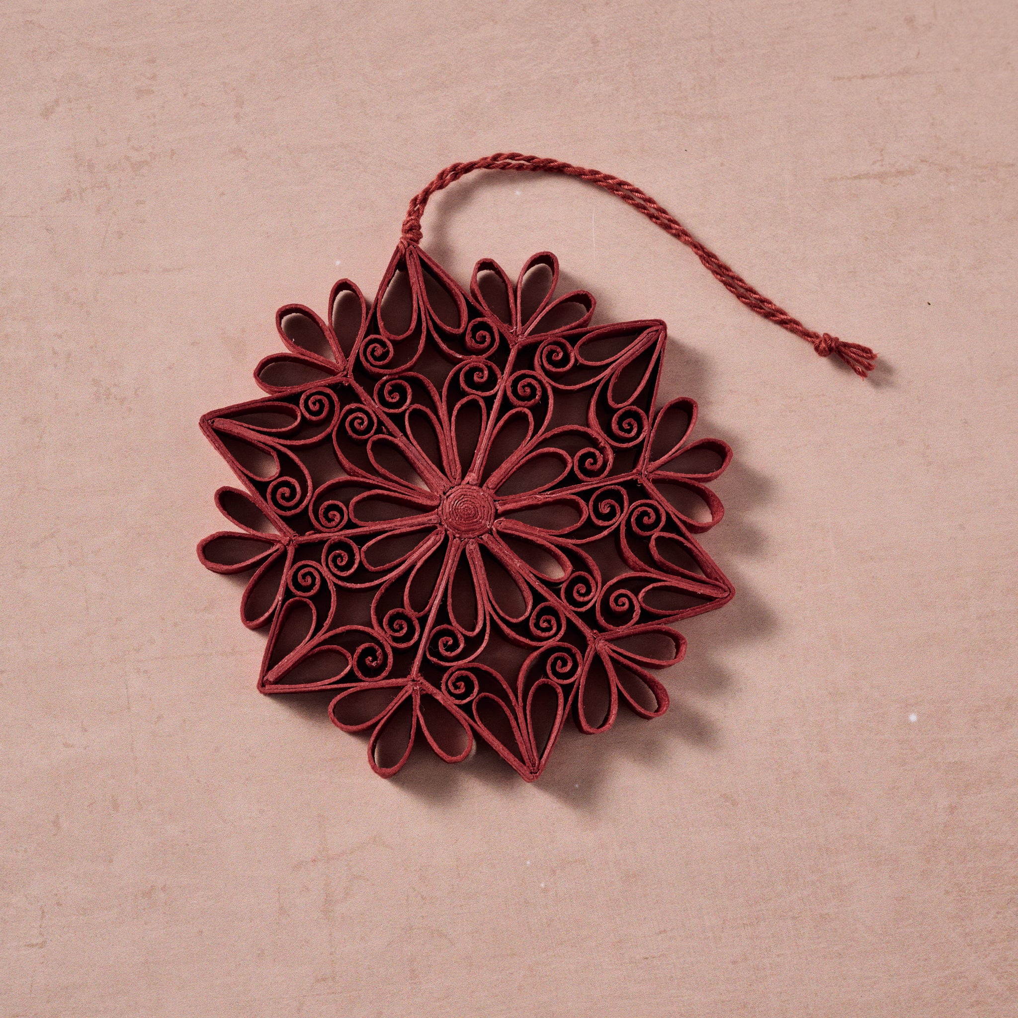 Kula Quilled Snowflake Ornament - Burgundy - Ten Thousand Villages