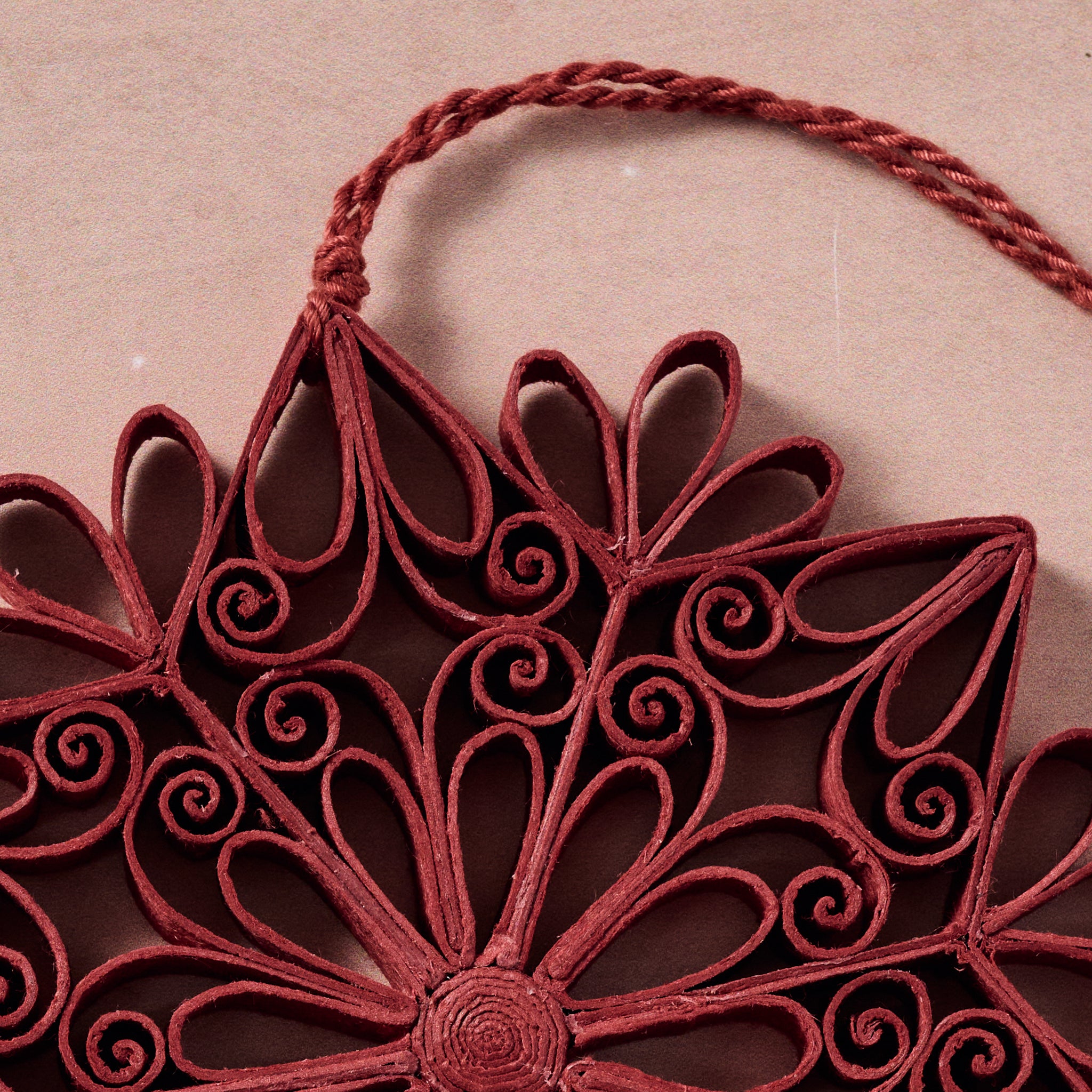 Kula Quilled Snowflake Ornament - Burgundy - Ten Thousand Villages