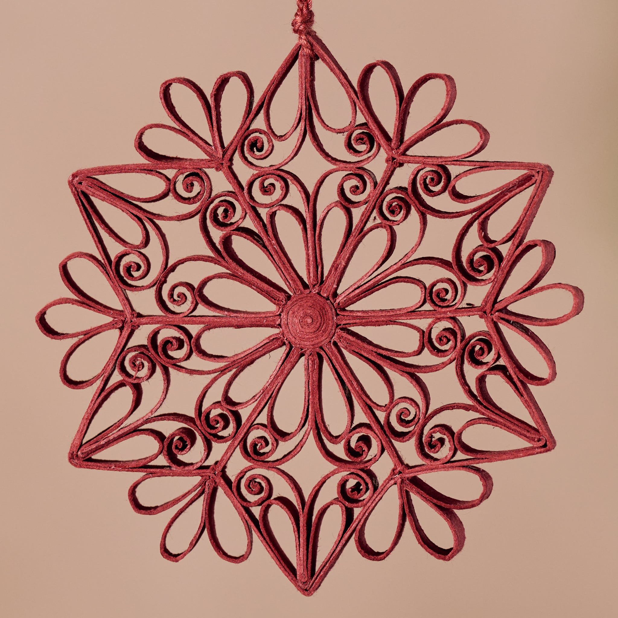 Kula Quilled Snowflake Ornament - Burgundy - Ten Thousand Villages