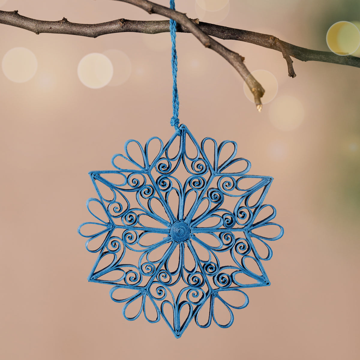 Kula Quilled Snowflake Ornament - Blue - Ten Thousand Villages