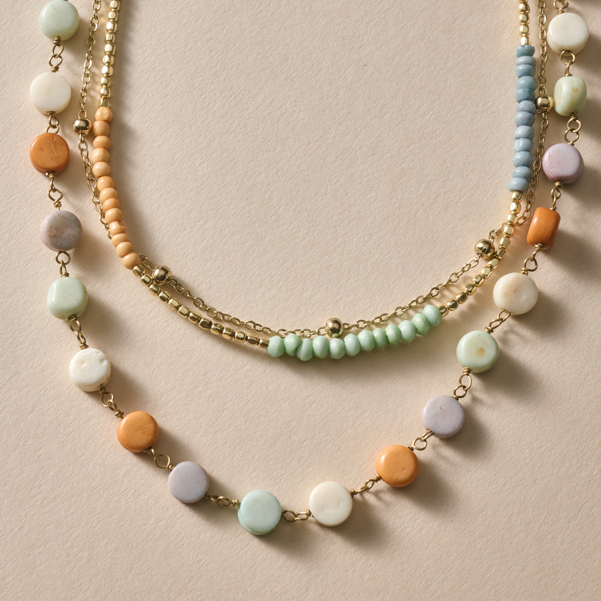 Haddee Three Chain Bead Necklace