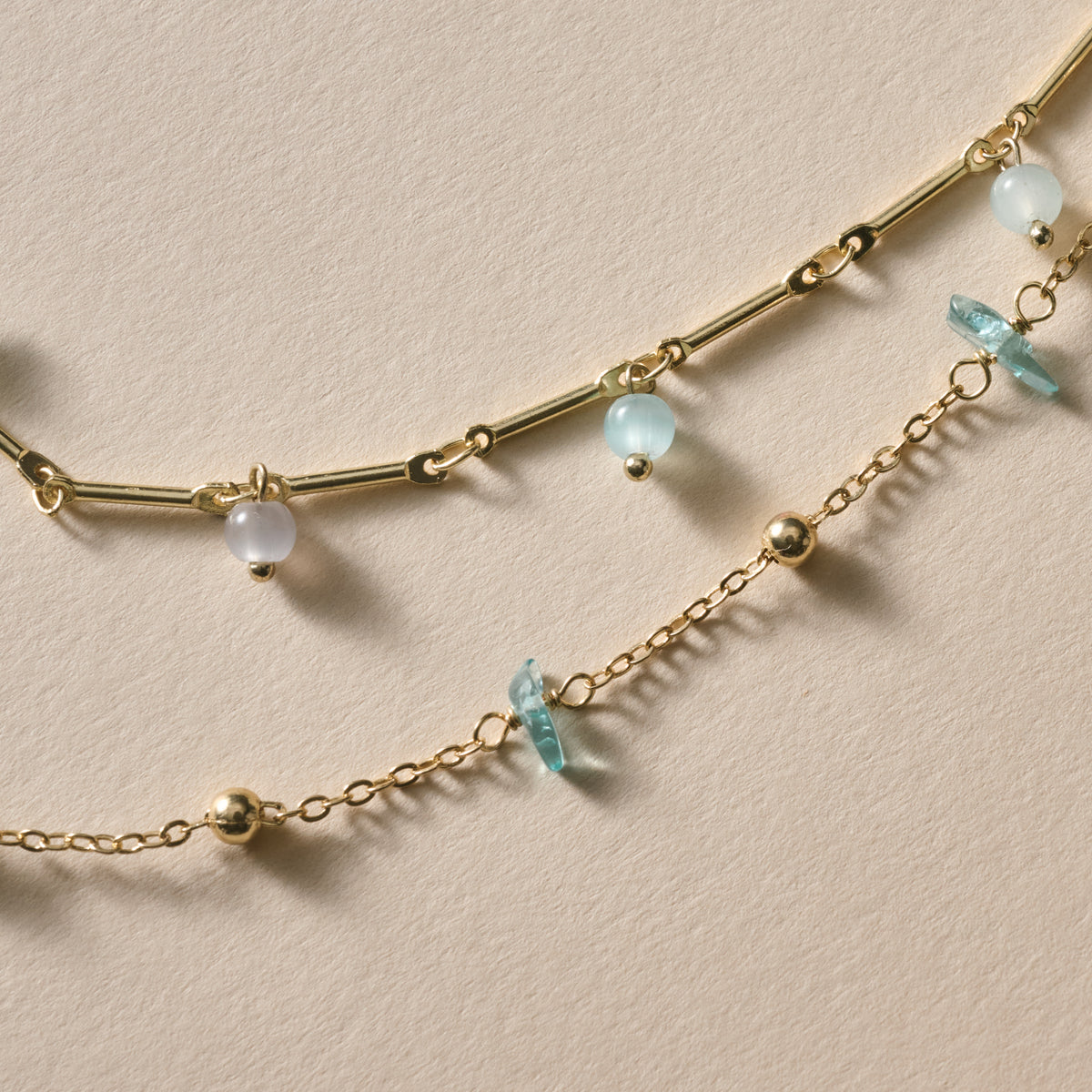 Kacha Two Strand Glass and Stone Bead Necklace