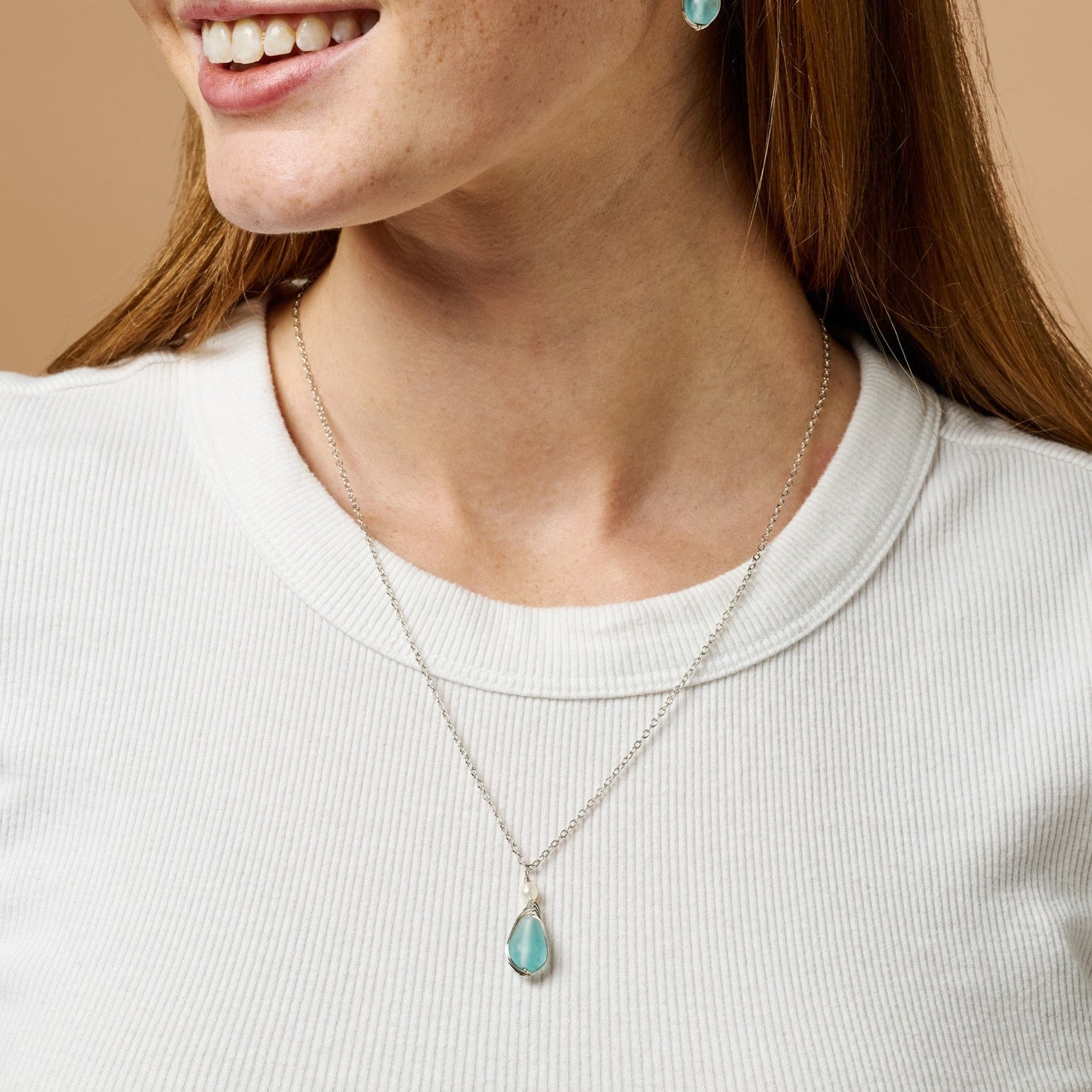 Aqua Pearl Silver Pendant Necklace - Ten Thousand Villages
