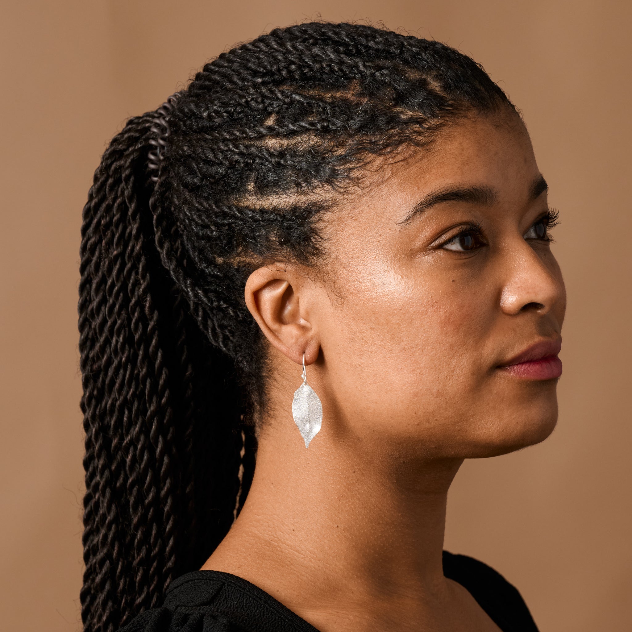 Esha Silver Sparkle Leaf Earrings - Ten Thousand Villages