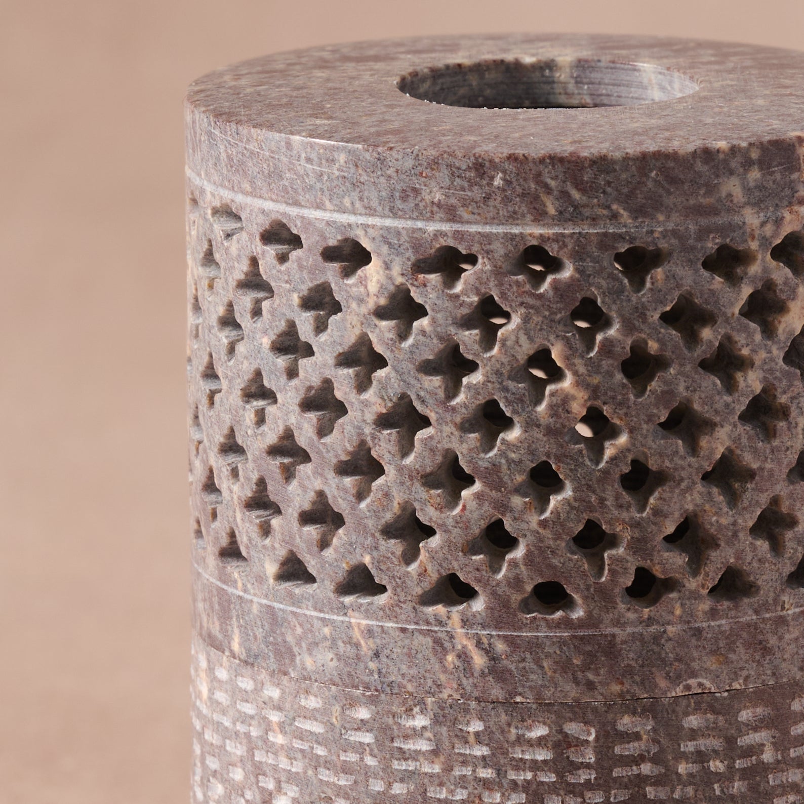Jatil Carved Gorara Stone Tealight Holder
