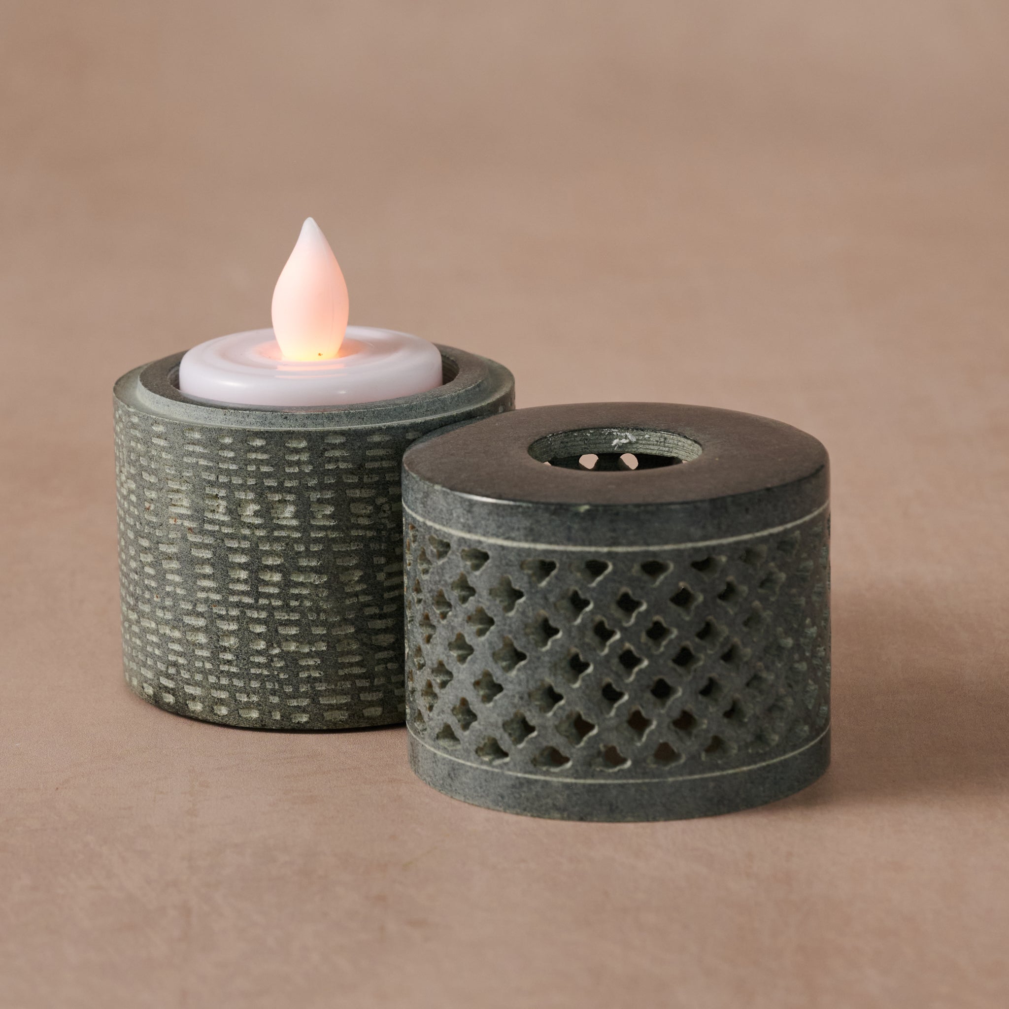 Dipa Carved Palewa Stone Tealight Holder