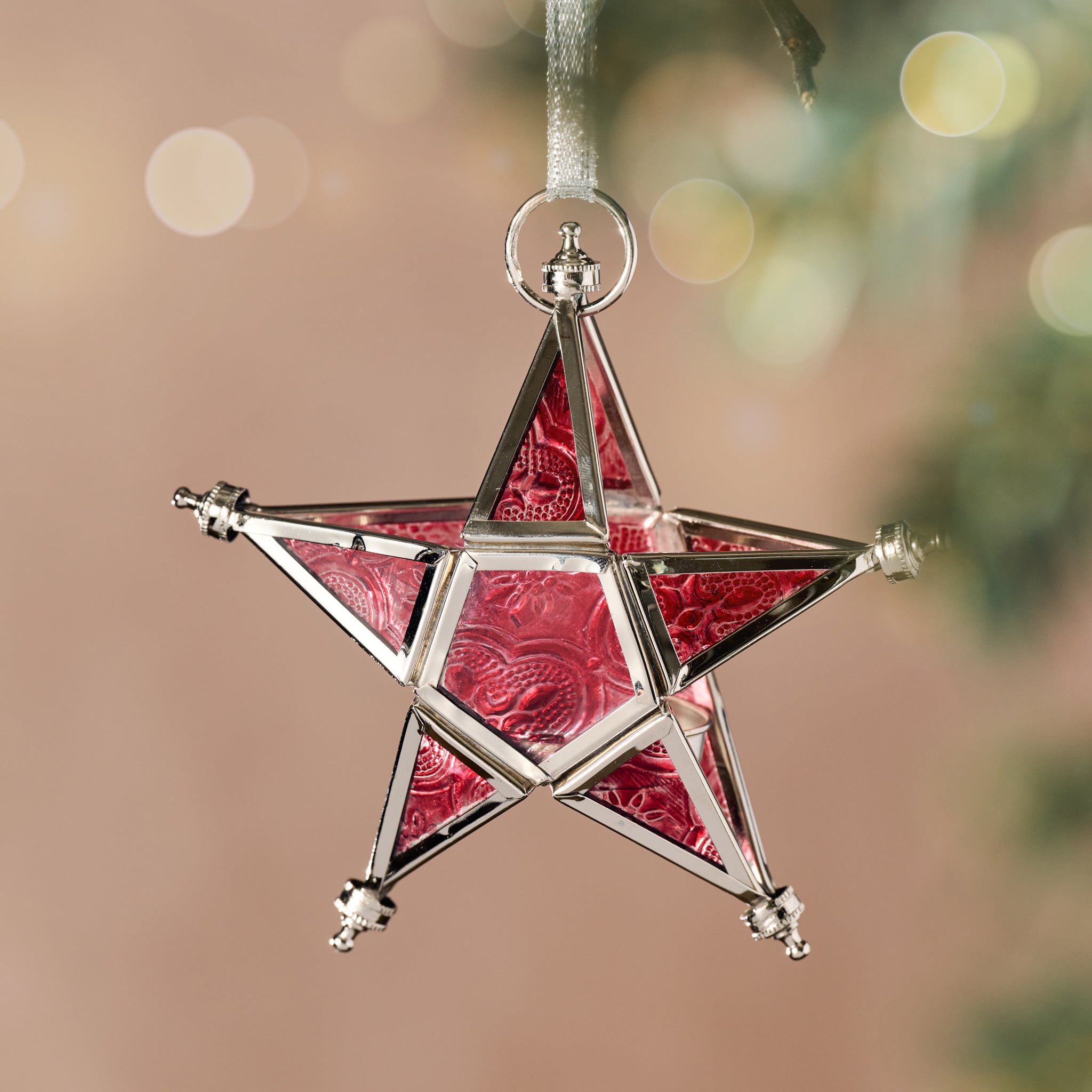 Starlight Candleholder Ornament - Red - Ten Thousand Villages