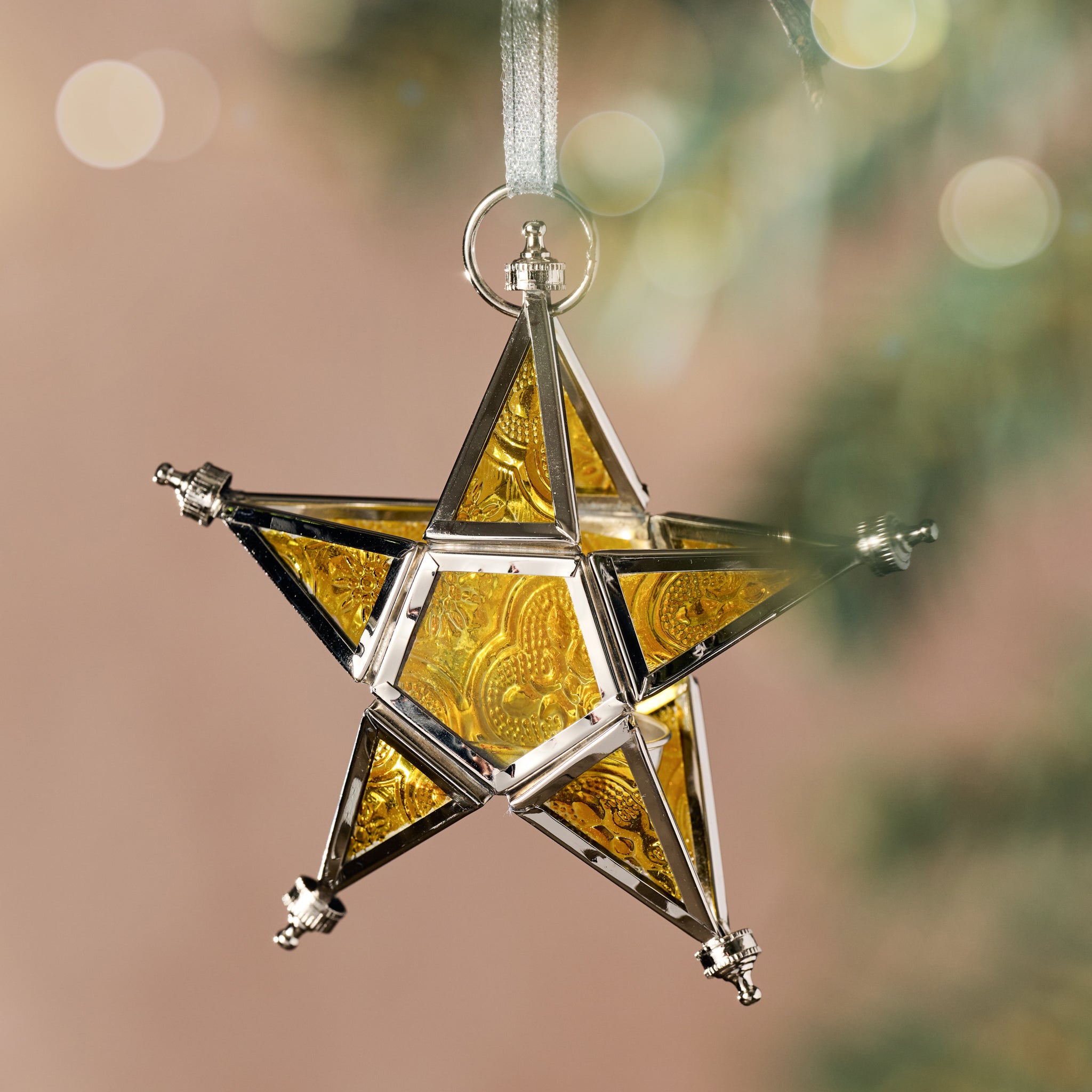 Starlight Candleholder Ornament - Yellow - Ten Thousand Villages