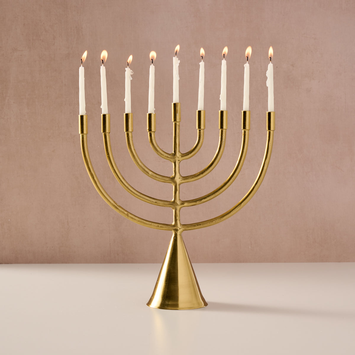 Jyoti Brass Horn Menorah - Ten Thousand Villages