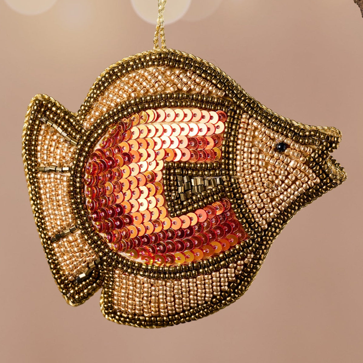 Chamak Beaded Fish Ornament - Ten Thousand Villages