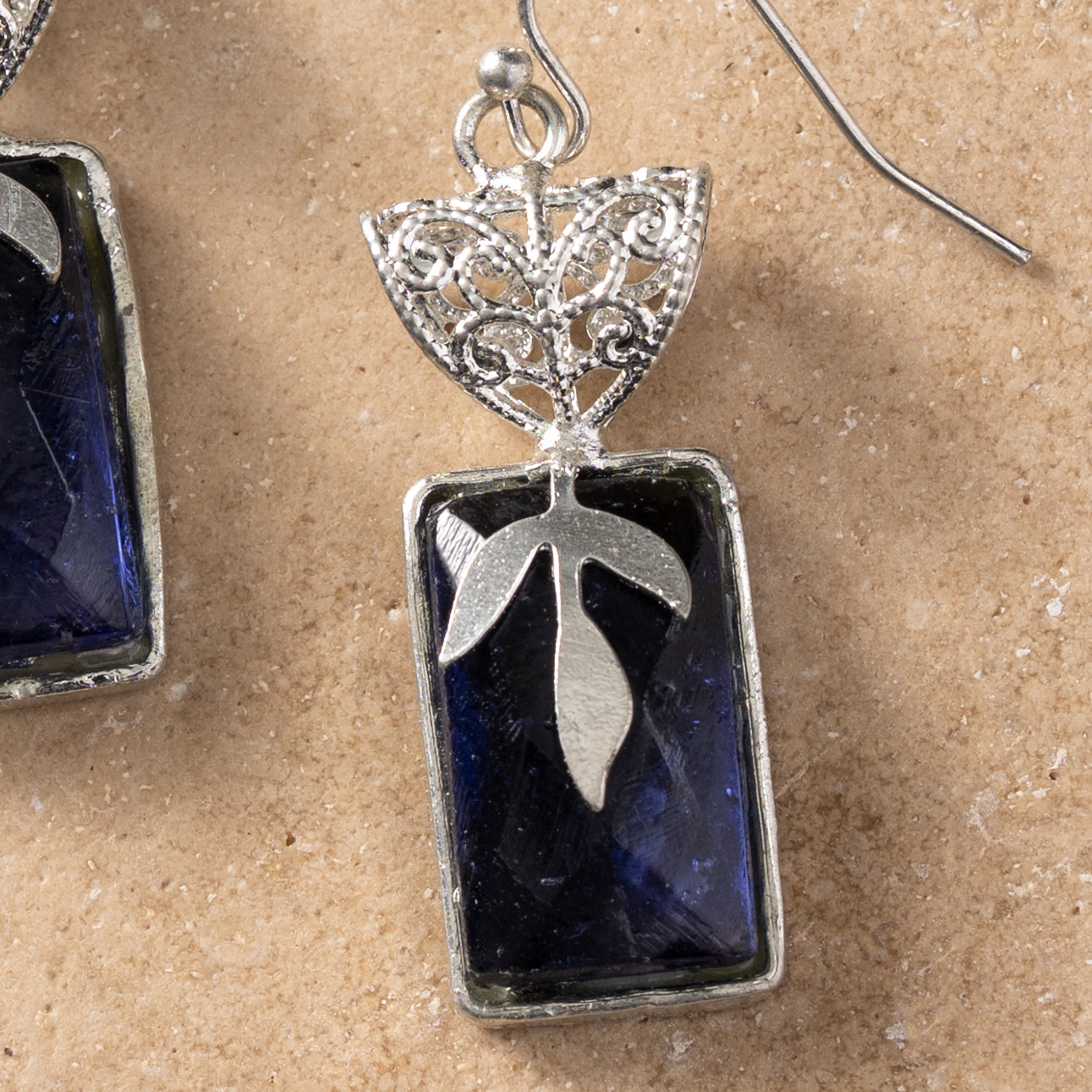 Chandra Glass Stone & Leaf Earrings - Ten Thousand Villages