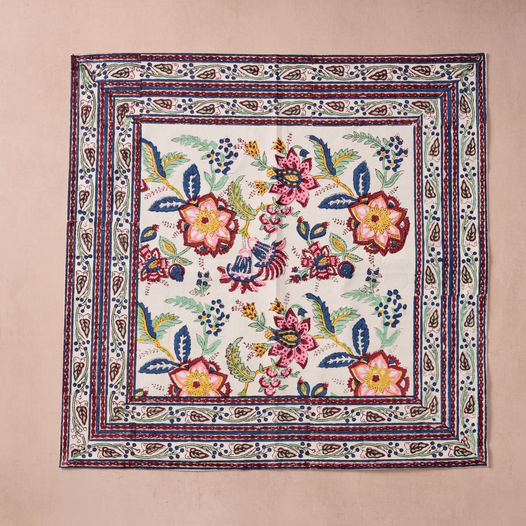 Zaina Floral Blockprint Napkin - Ten Thousand Villages