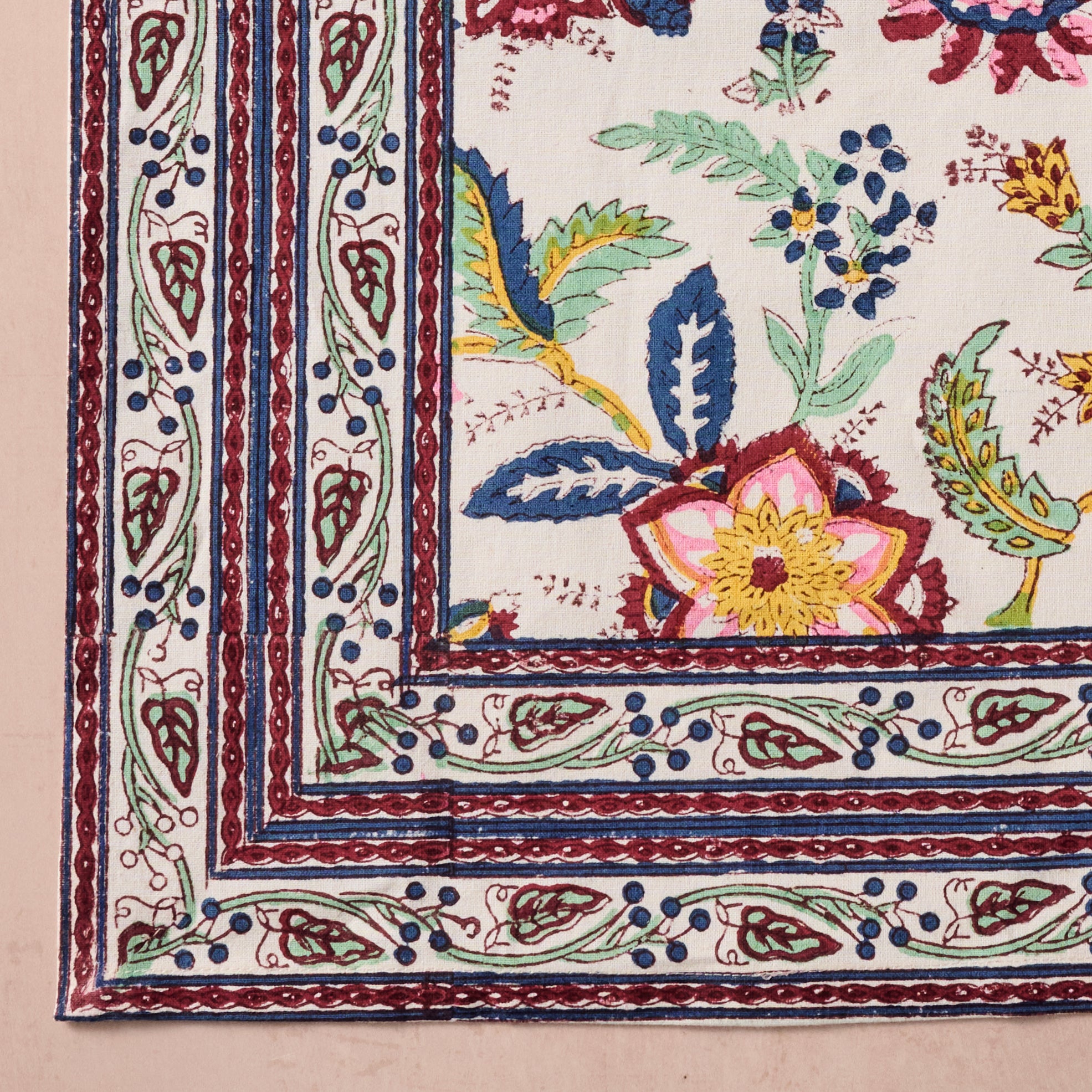 Zaina Floral Blockprint Napkin - Ten Thousand Villages