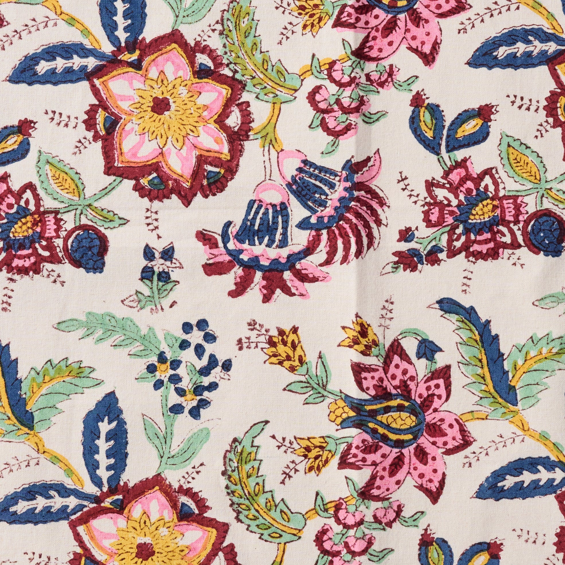 Zaina Floral Blockprint Tablecloth - Ten Thousand Villages