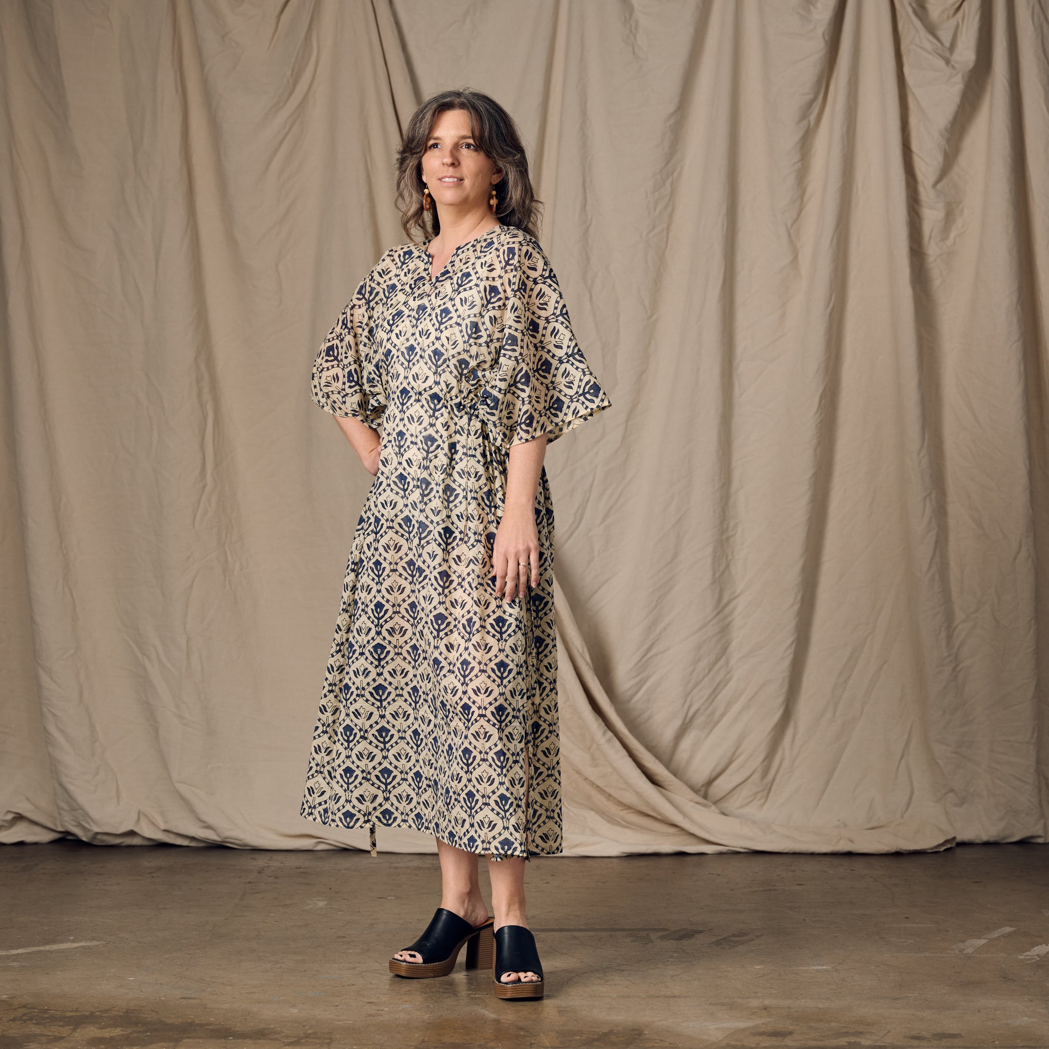 Panna Full Length Block Print Kaftan - Ten Thousand Villages