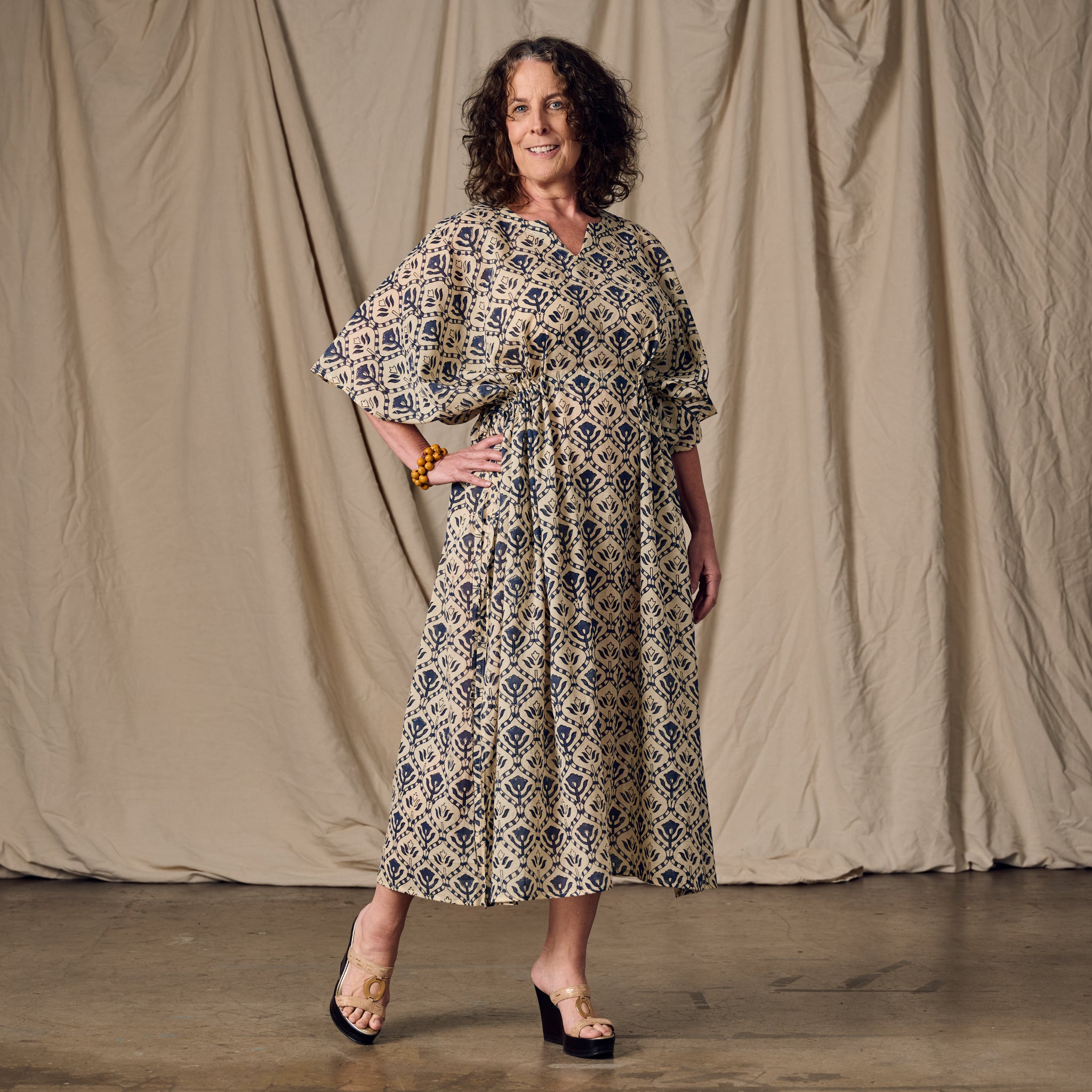 Panna Full Length Block Print Kaftan - Ten Thousand Villages
