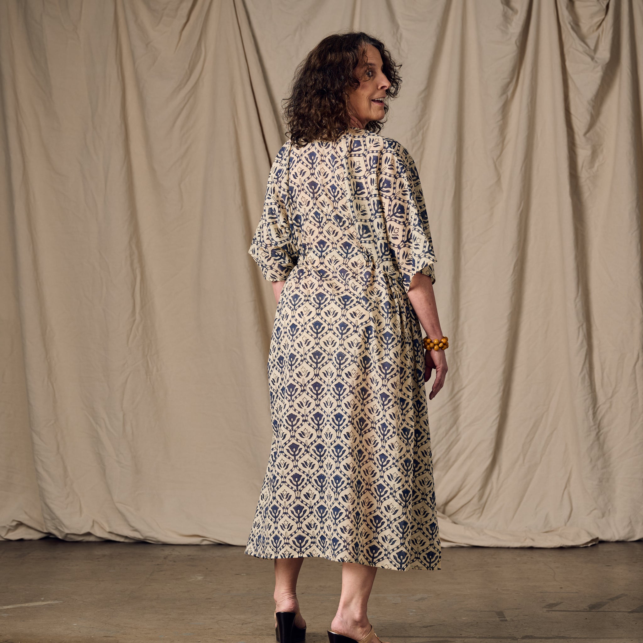 Panna Full Length Block Print Kaftan - Ten Thousand Villages