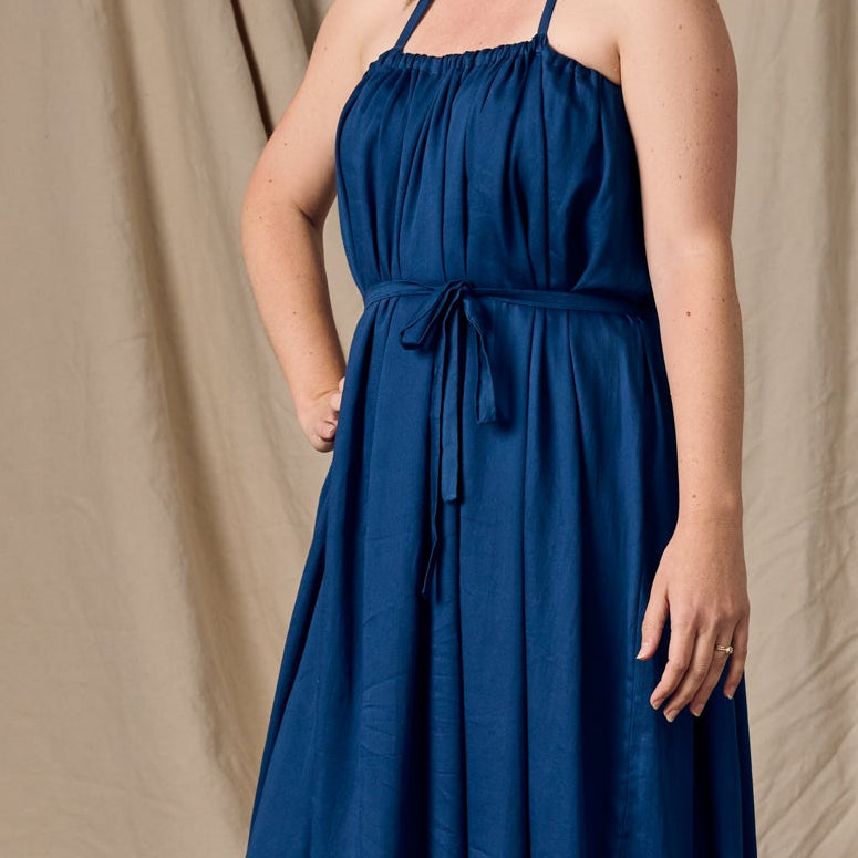 Kanya Blue Cotton Maxi Style Dress - Ten Thousand Villages