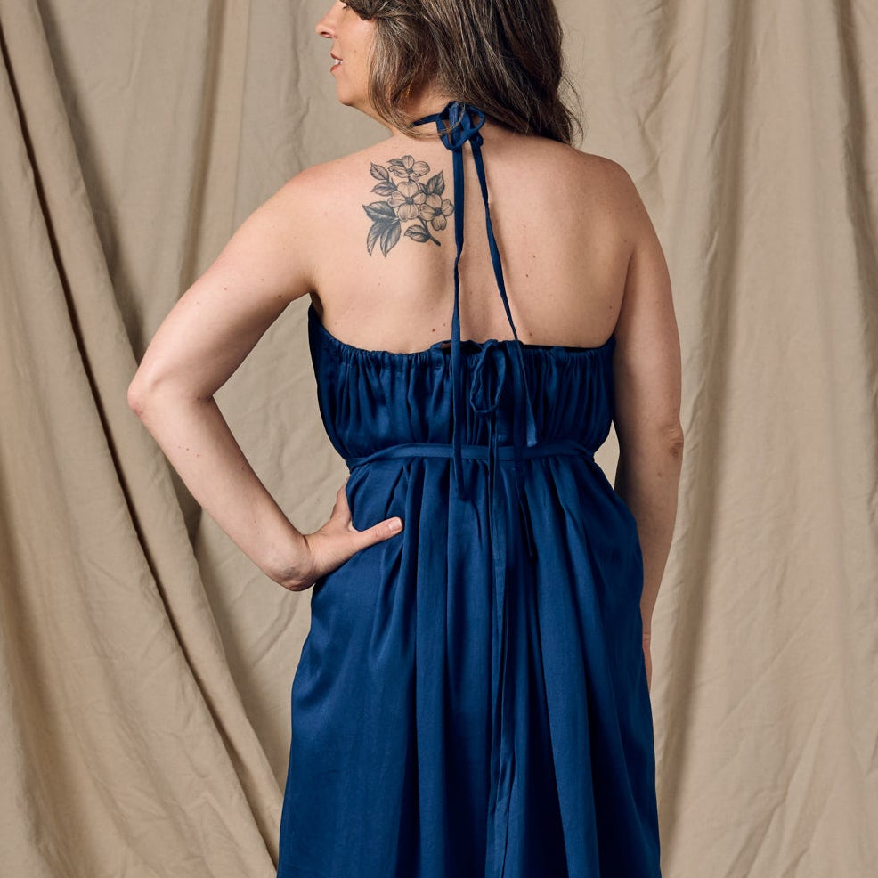 Kanya Blue Cotton Maxi Style Dress - Ten Thousand Villages