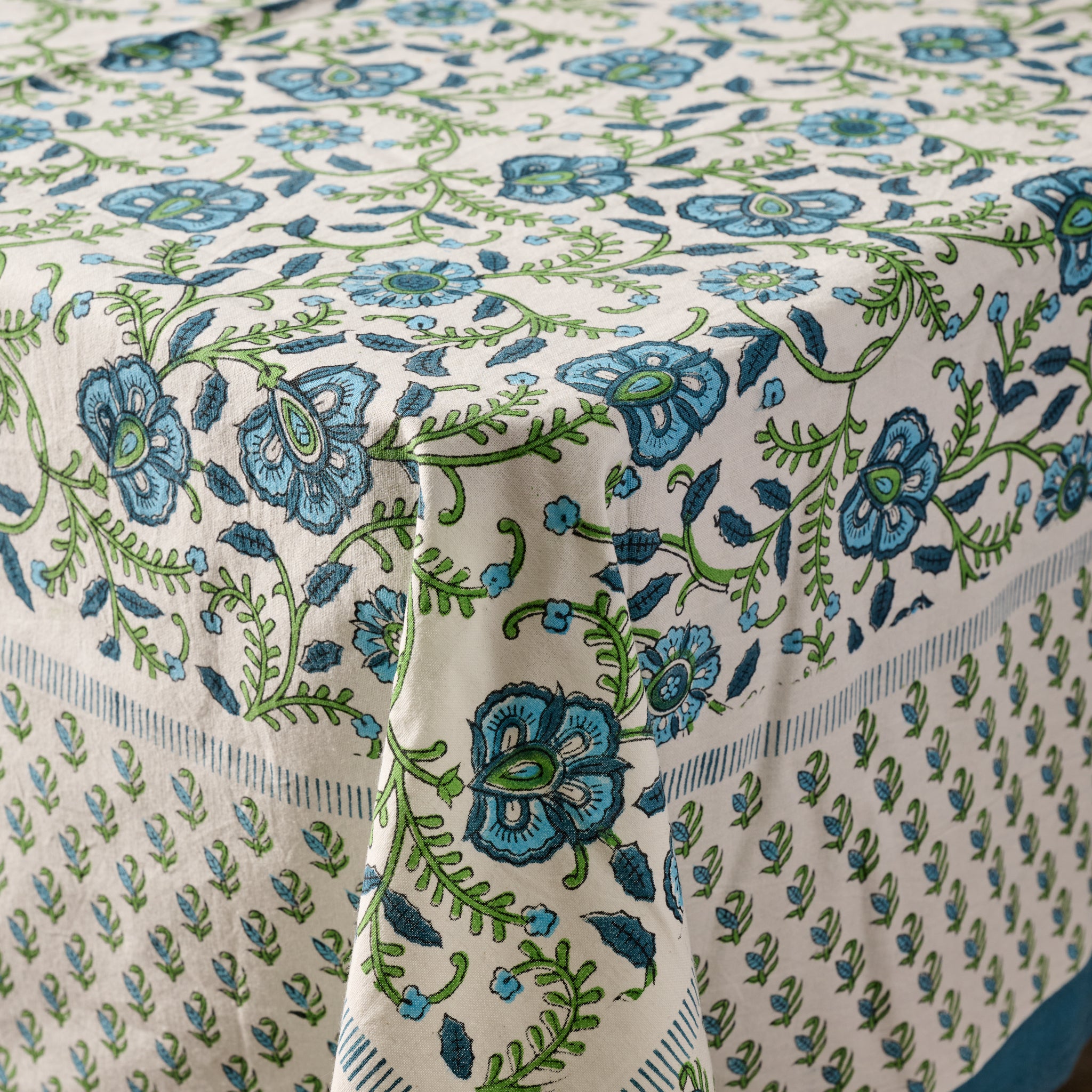 Sharan Floral Block Print Tablecloth - Ten Thousand Villages