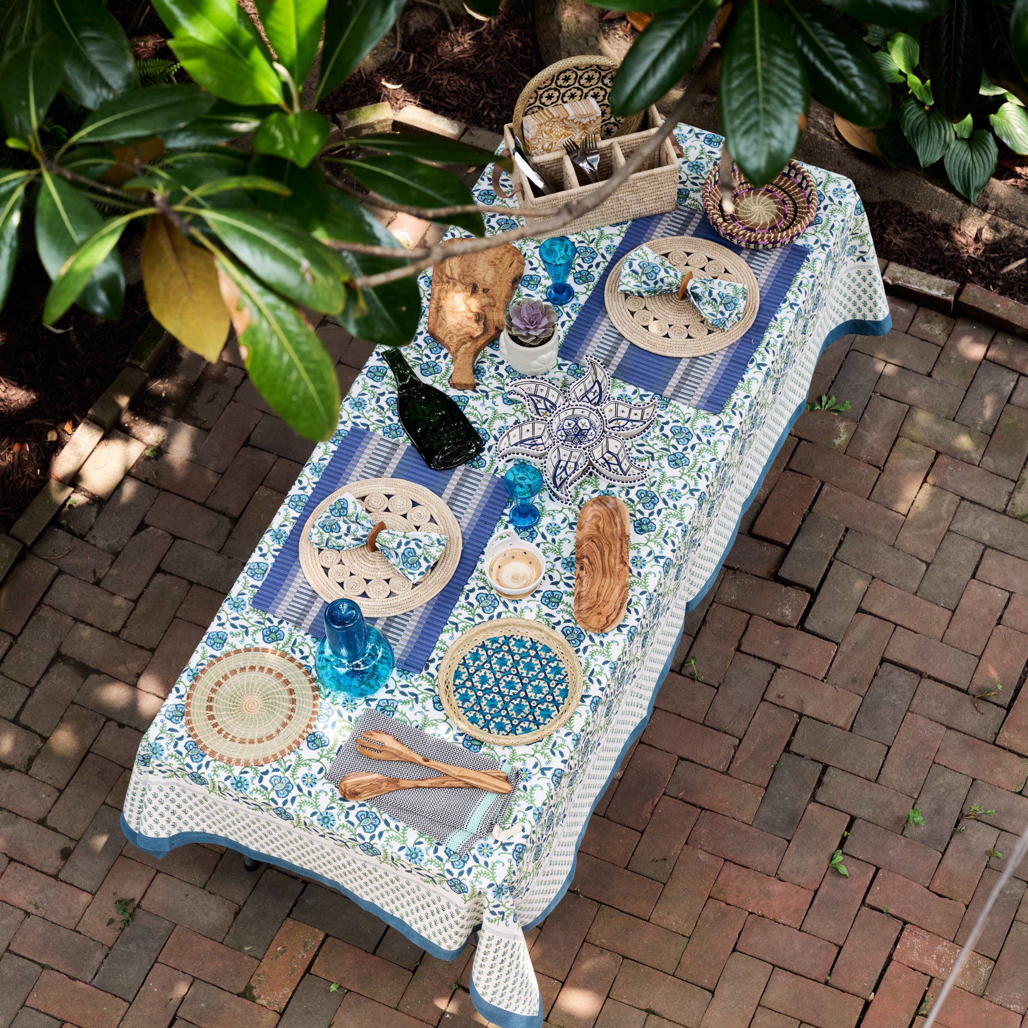 Sharan Floral Block Print Tablecloth - Ten Thousand Villages